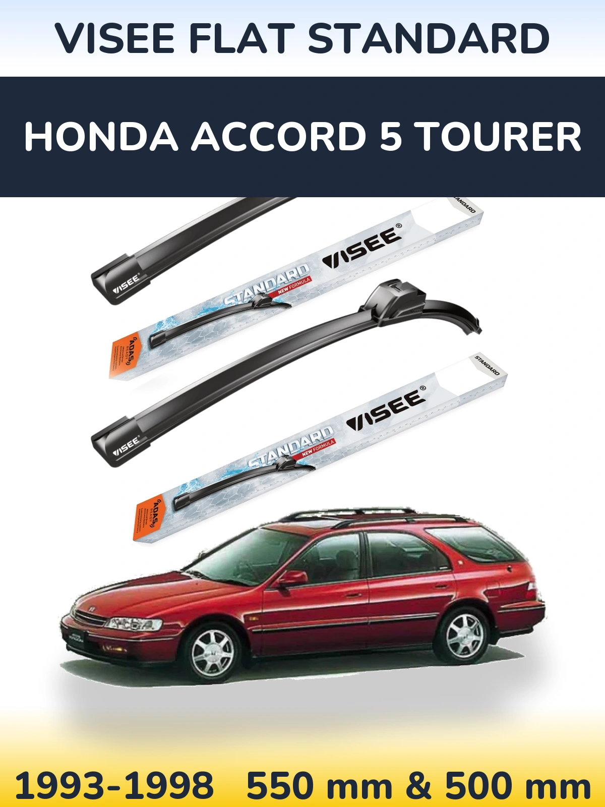 Комплект передних дворников VISEE FLAT STANDARD 550 & 500 мм для Honda Accord 5 Tourer 1993-1998