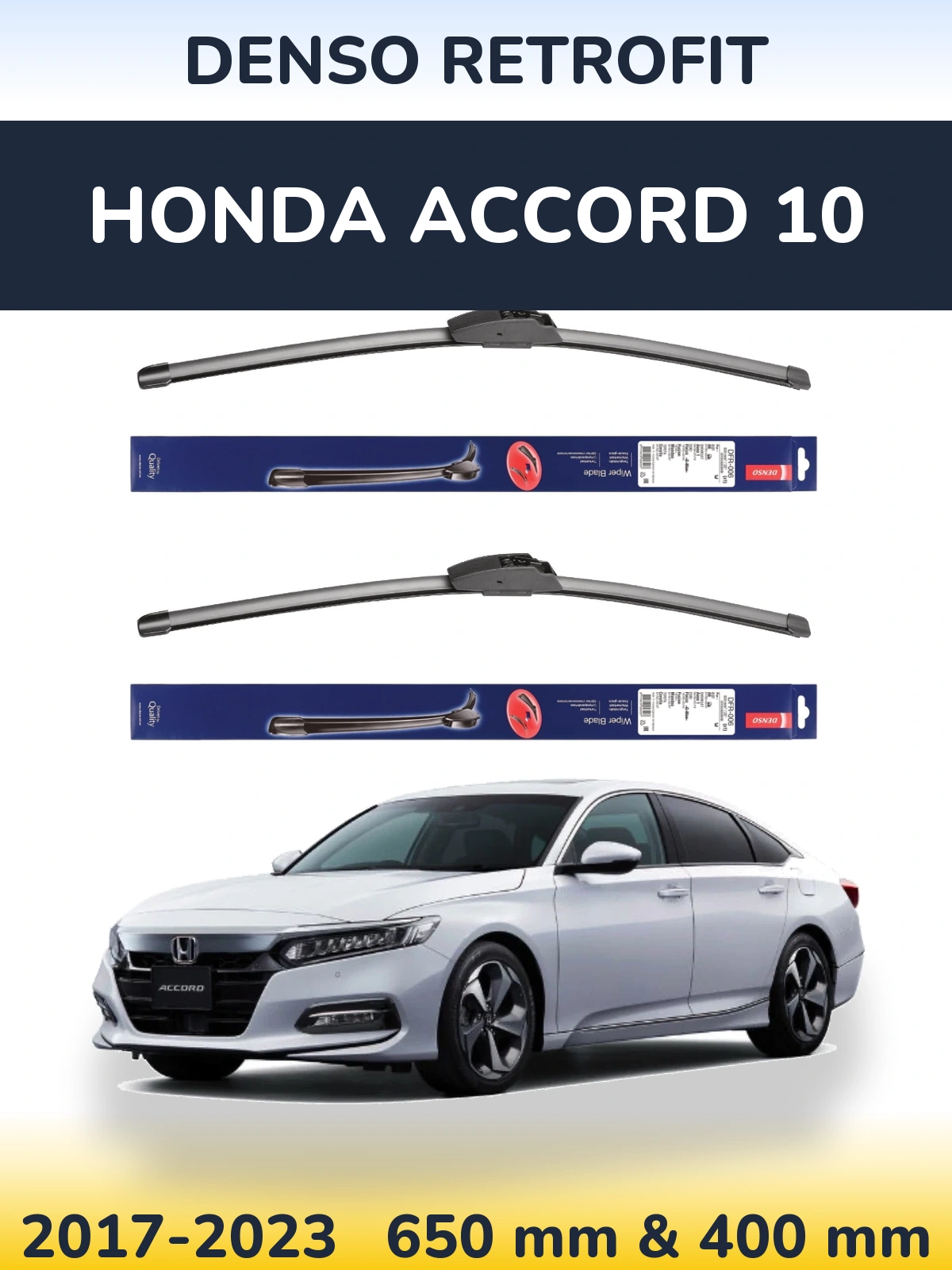 Komplet przednich wycieraczek Denso Retrofit 650 & 400 mm do Honda Accord 10 2017-2023