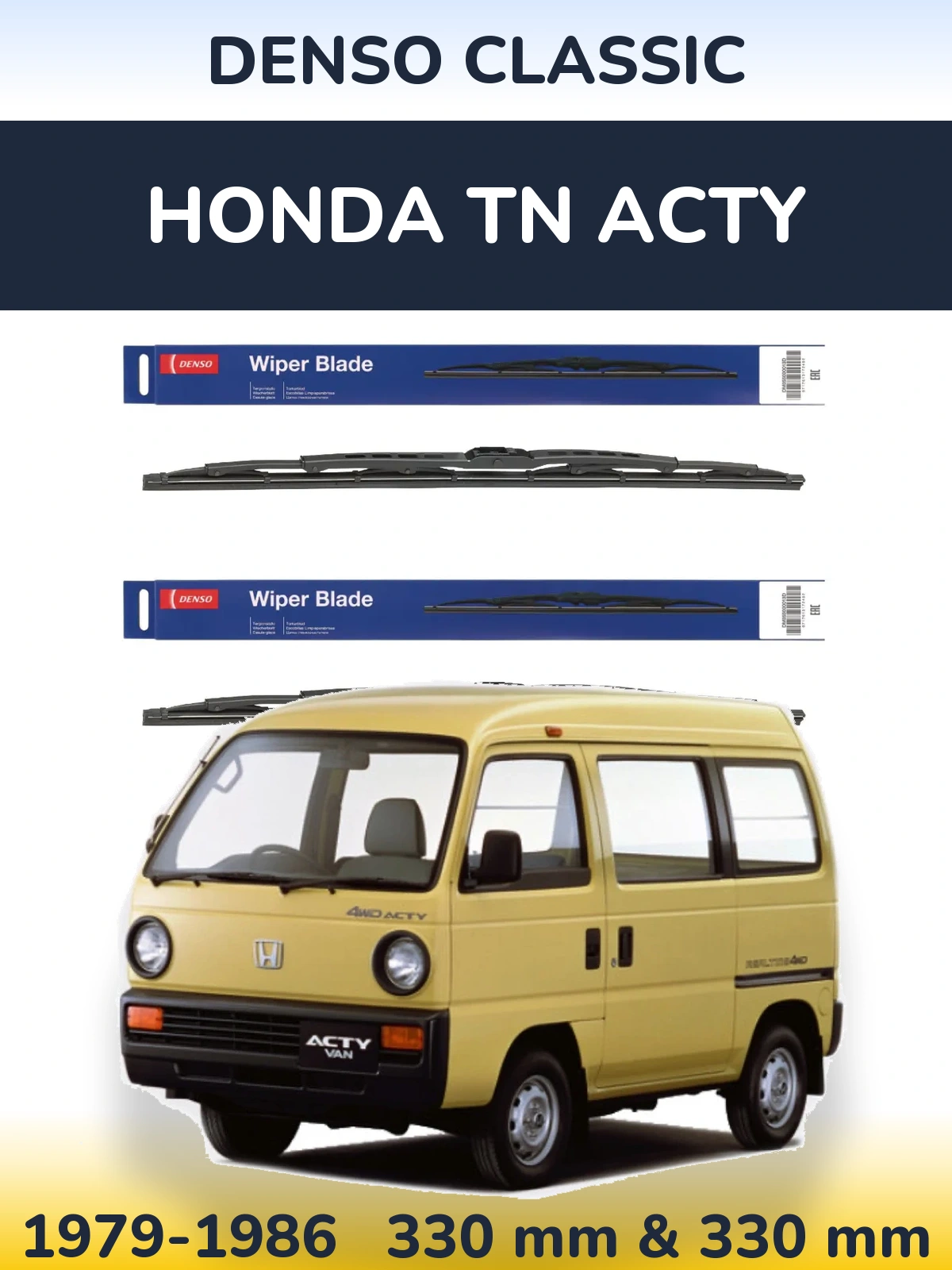 Komplet przednich wycieraczek Denso Classic 330 & 330 mm do Honda TN Acty 1979-1986