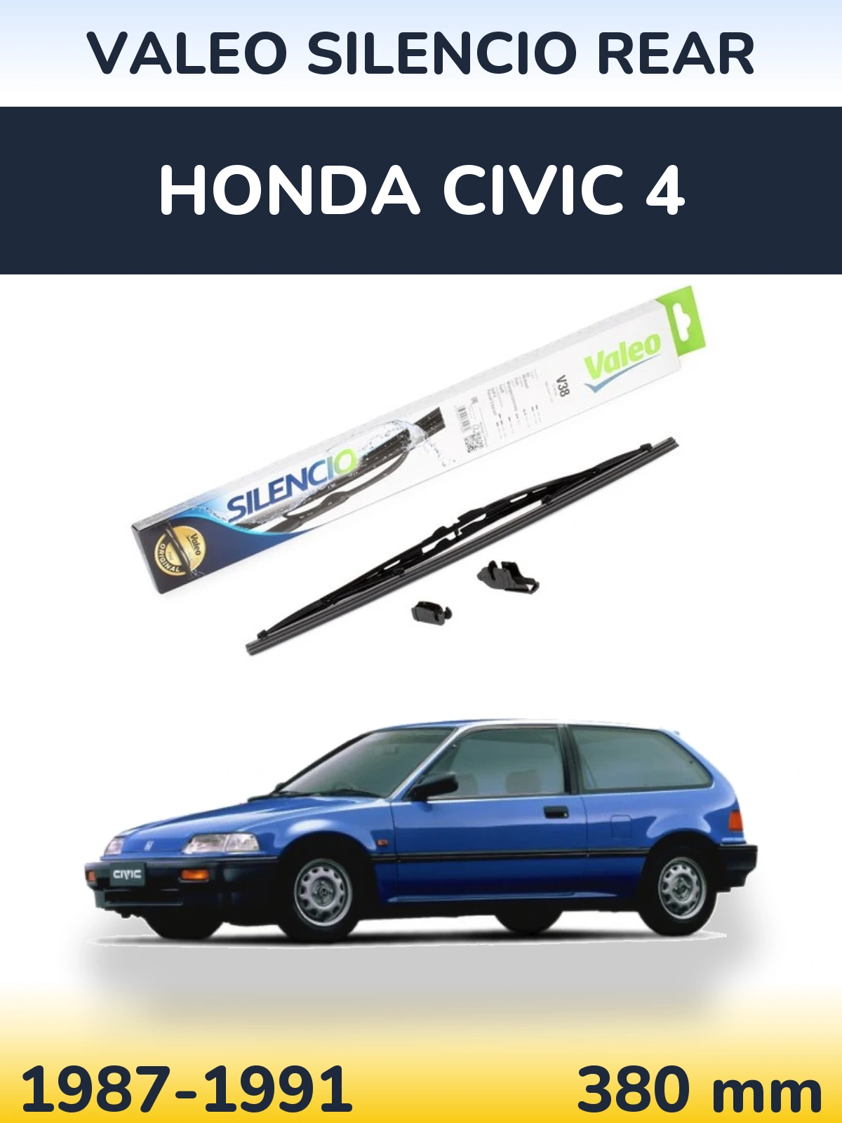 Rear wiper blade Valeo Silencio Rear 380 mm for Honda Civic 4 1987-1991