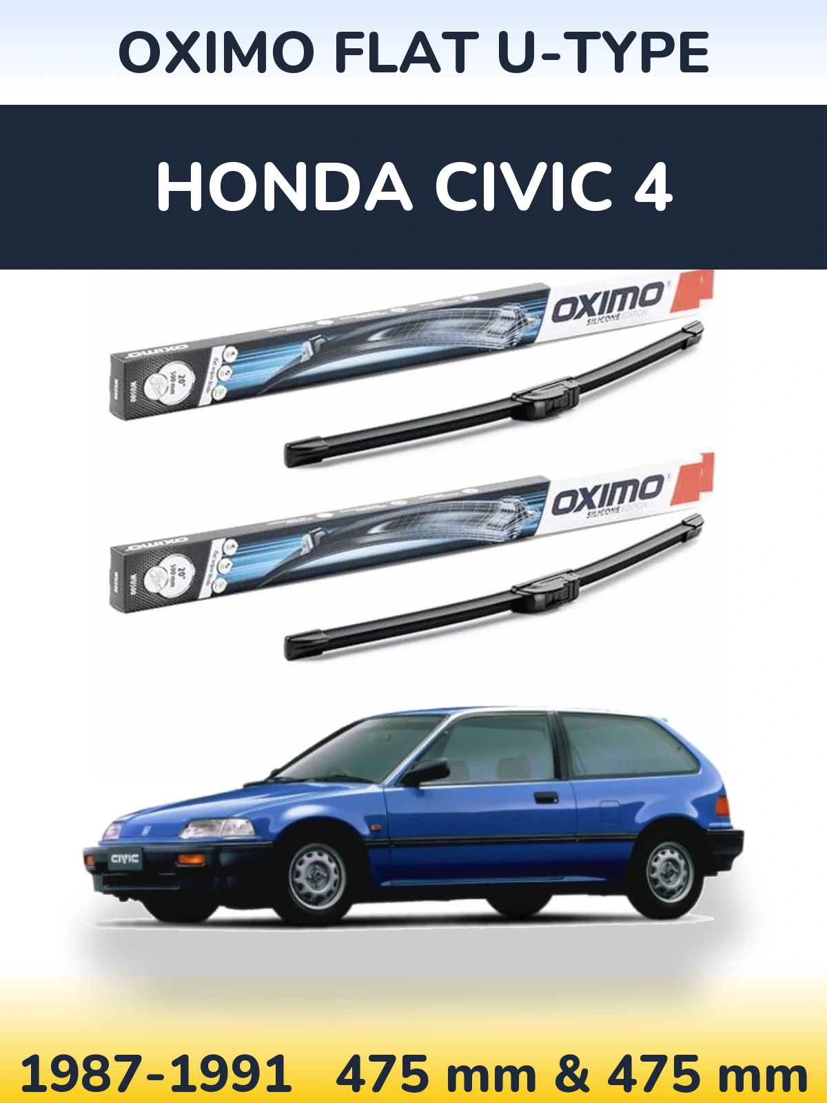 Komplet przednich wycieraczek Oximo Flat U-type 475 & 475 mm do Honda Civic 4 1987-1991