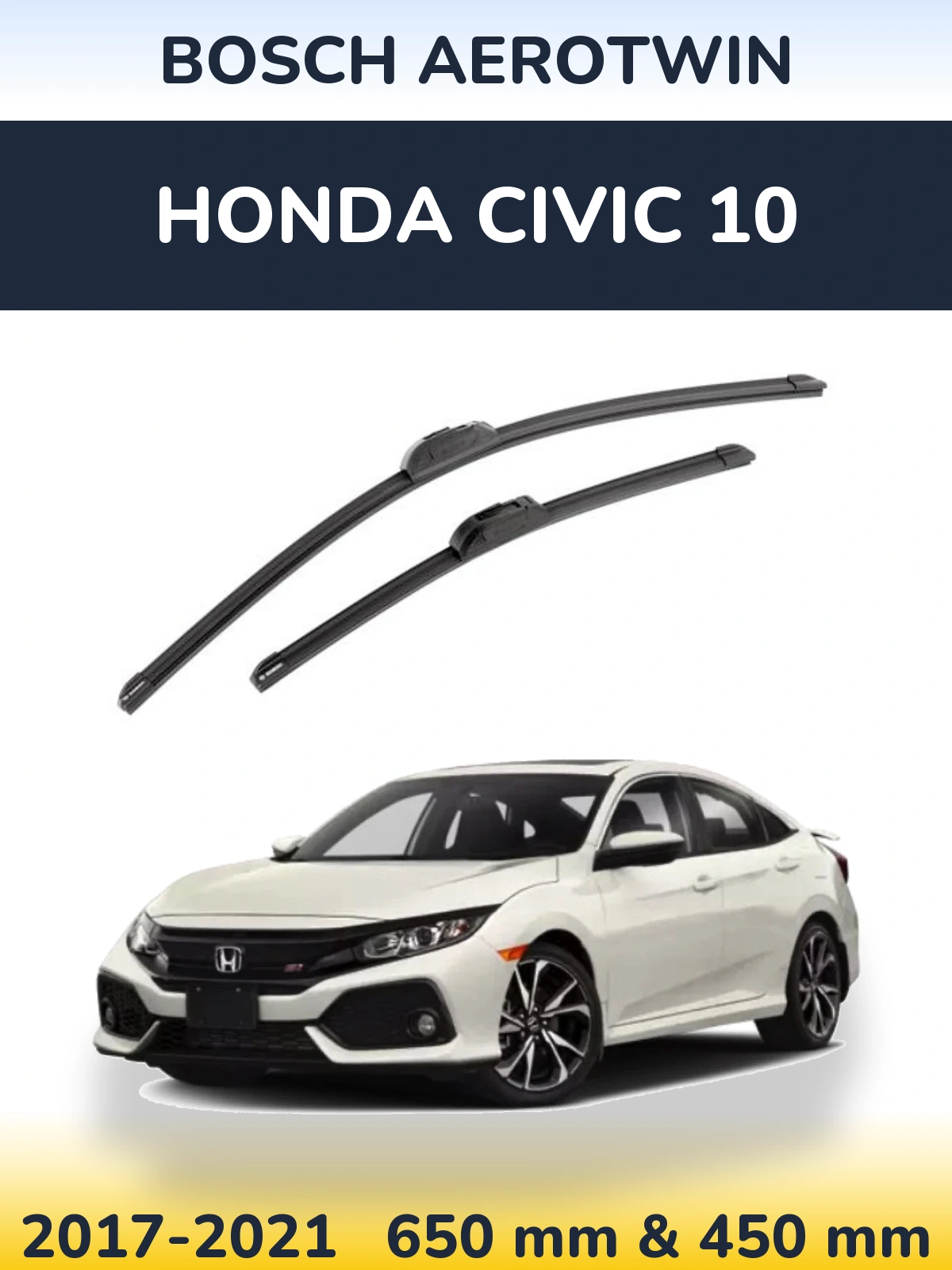 Komplet przednich wycieraczek BOSCH AeroTwin 650 & 450 mm do Honda Civic 10 2017-2021
