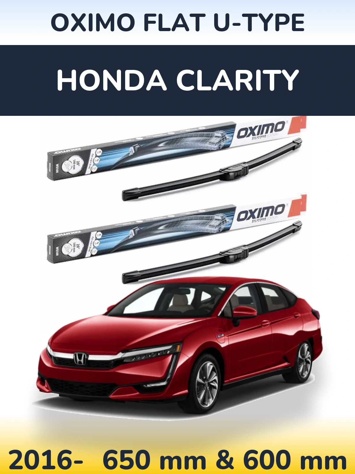 Komplet przednich wycieraczek Oximo Flat U-type 650 & 600 mm do Honda Clarity 2016-2026