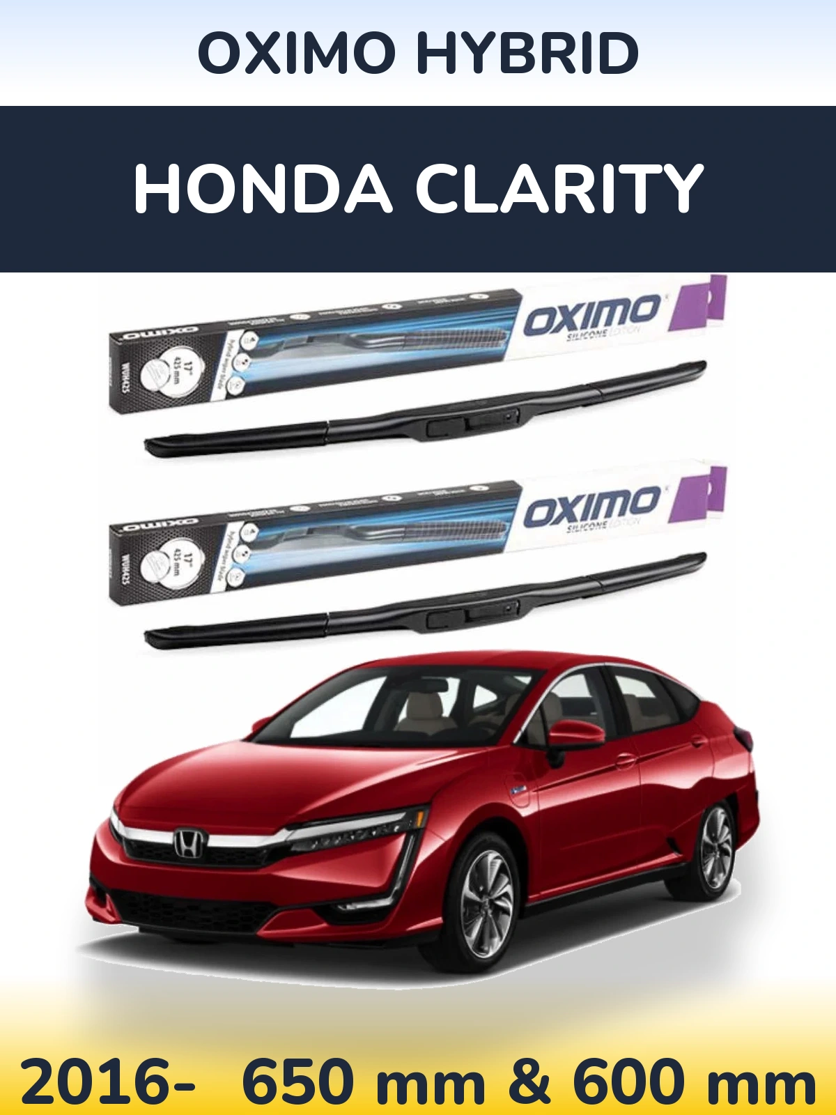 Komplet przednich wycieraczek Oximo Hybrid 650 & 600 mm do Honda Clarity 2016-2026