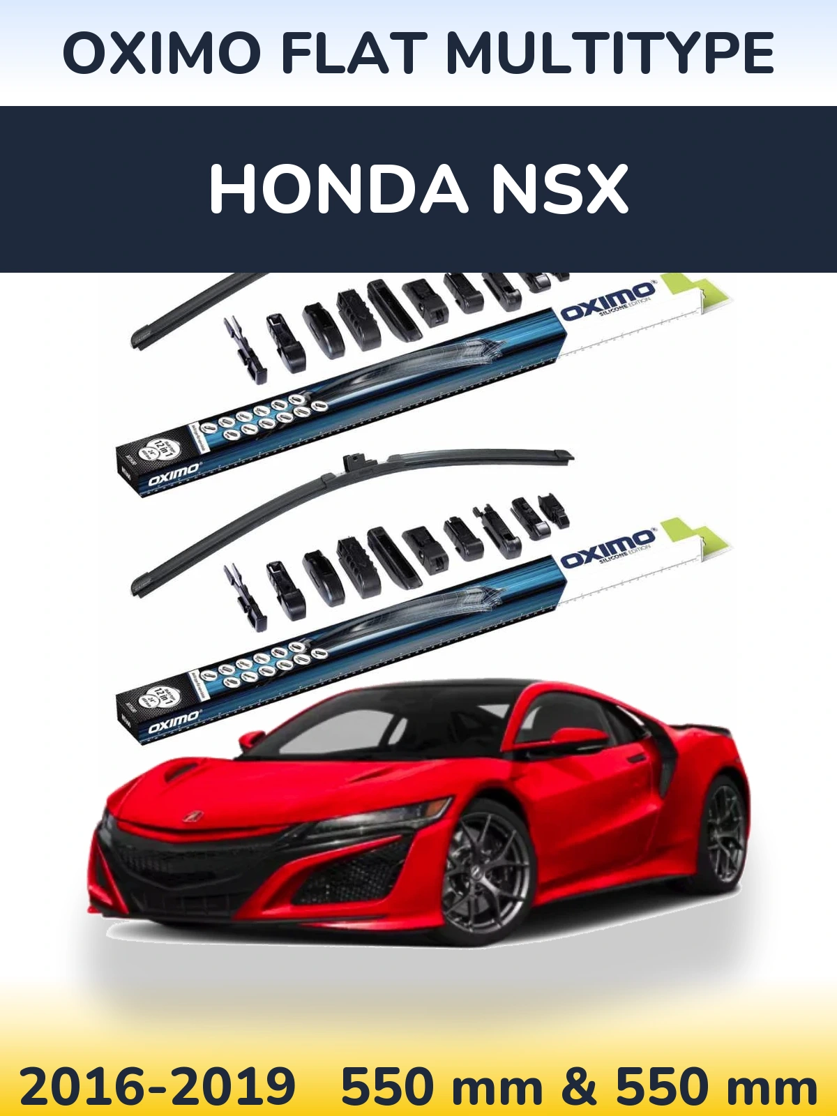 Комплект передних дворников Oximo Flat MultiТипe 550 & 550 мм для Honda NSX 2016-2019