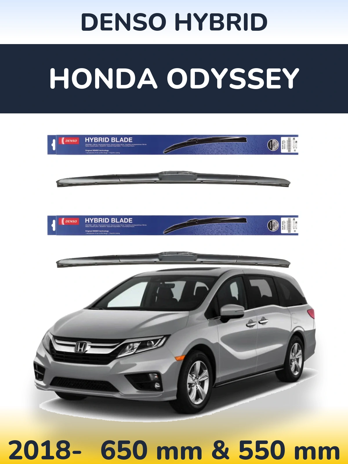 Komplet przednich wycieraczek Denso Hybrid 650 & 550 mm do Honda Odyssey 5 2018-2026