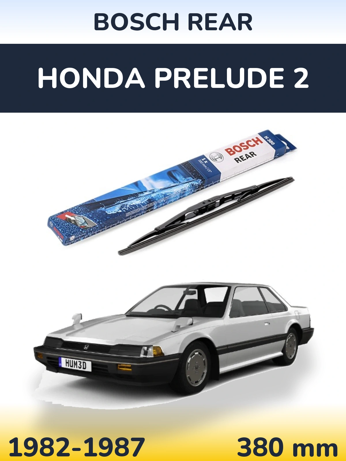 Rear wiper blade BOSCH Rear 380 mm for Honda Prelude 2 1982-1987