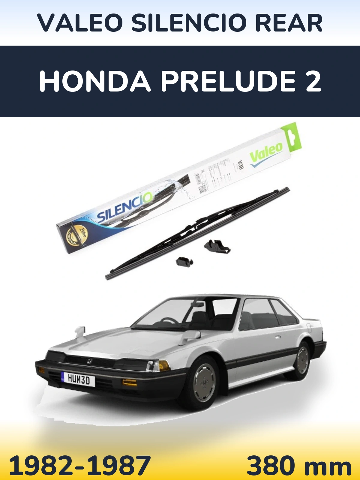 Rear wiper blade Valeo Silencio Rear 380 mm for Honda Prelude 2 1982-1987