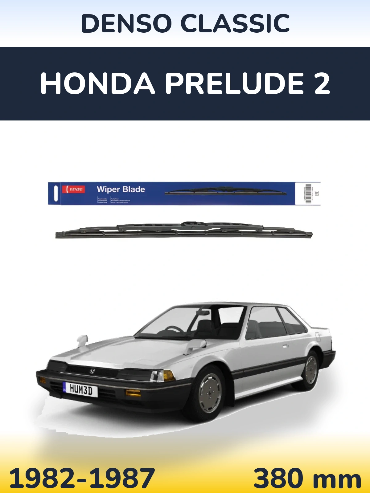 Rear wiper blade Denso Classic 380 mm for Honda Prelude 2 1982-1987