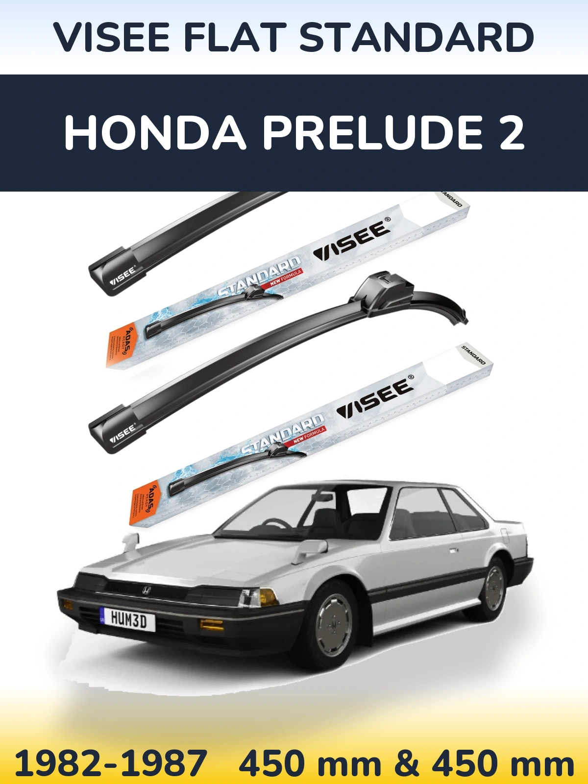 Komplet przednich wycieraczek VISEE FLAT STANDARD 450 & 450 mm do Honda Prelude 2 1982-1987
