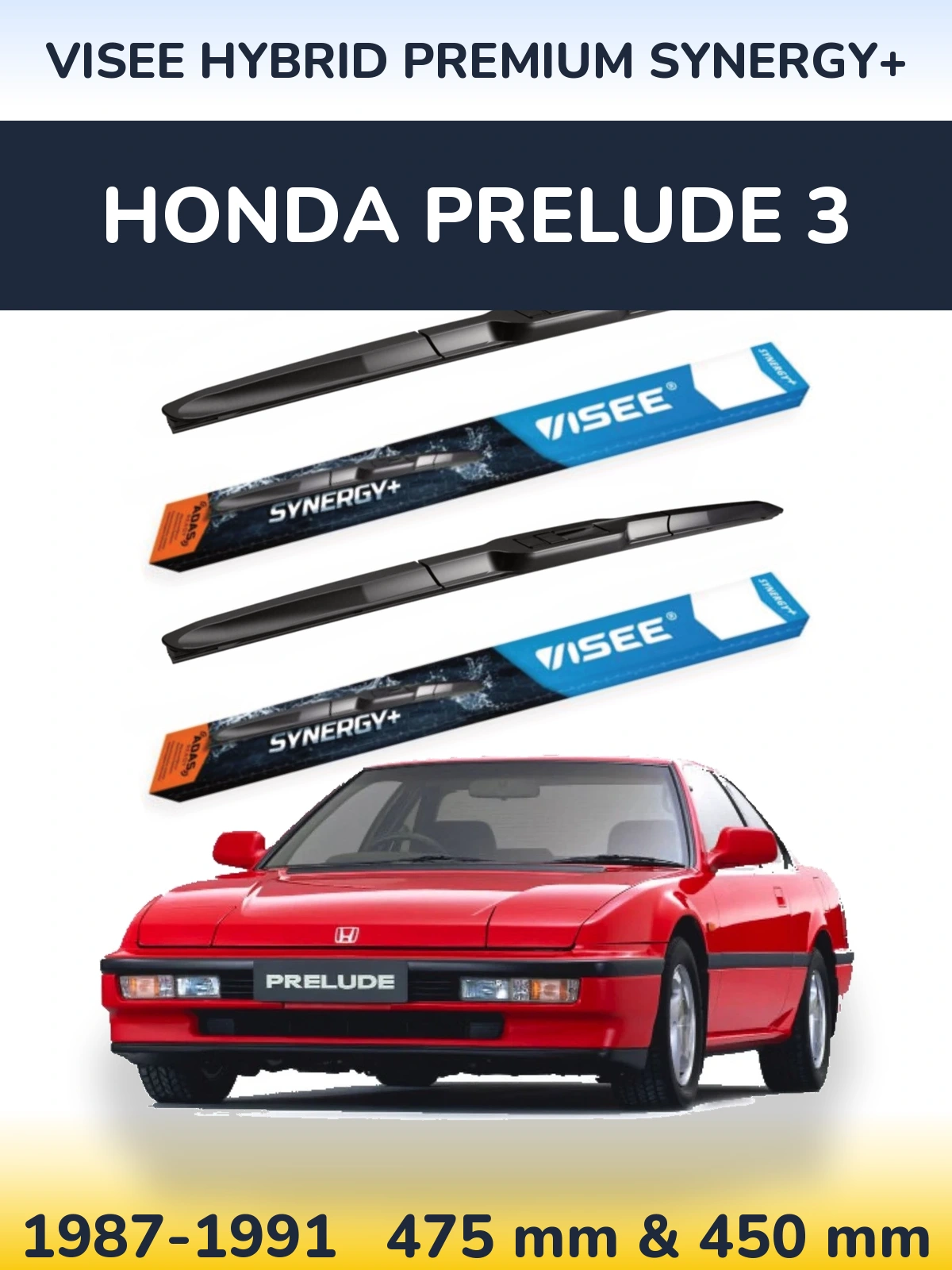 Komplet przednich wycieraczek VISEE HYBRID PREMIUM SYNERGY+ 475 & 450 mm do Honda Prelude 3 1987-1991