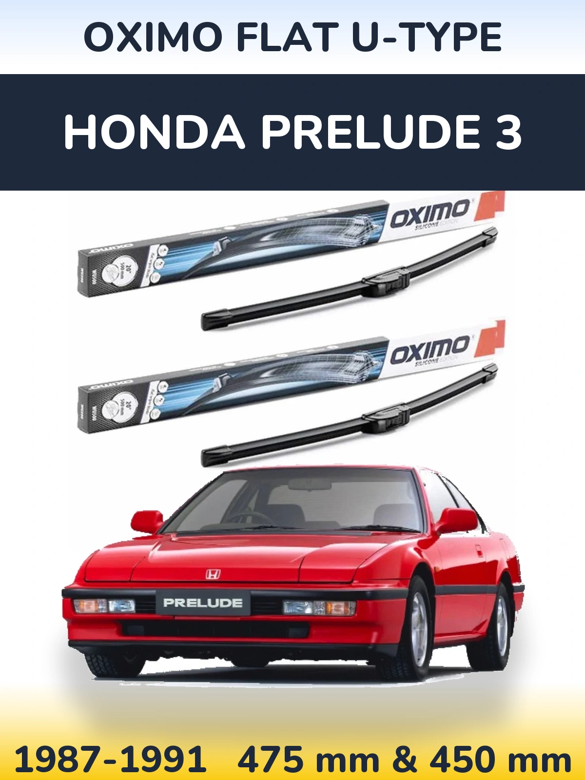 Komplet przednich wycieraczek Oximo Flat U-type 475 & 450 mm do Honda Prelude 3 1987-1991