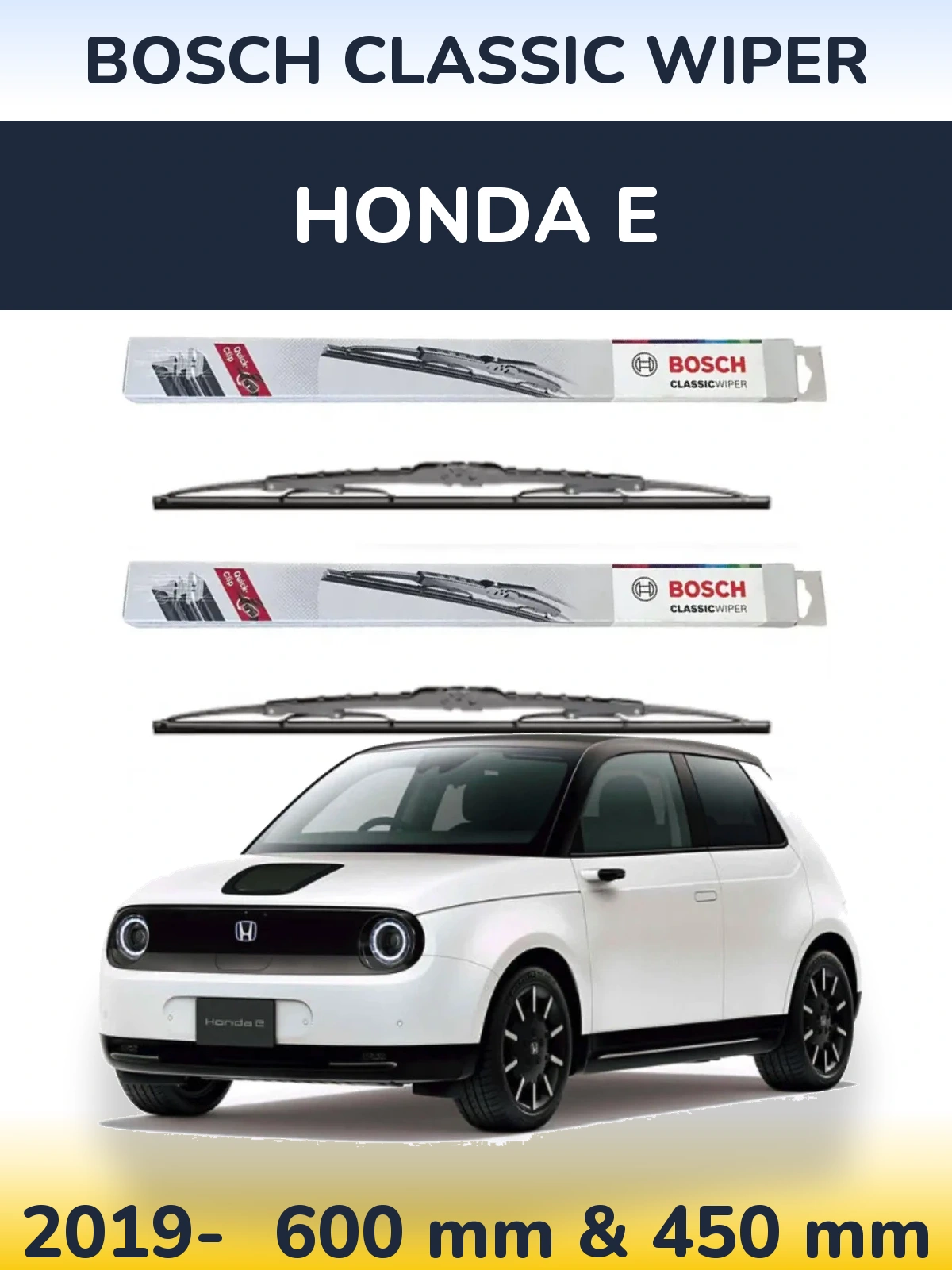 Komplet przednich wycieraczek BOSCH Classic Wiper 600 & 450 mm do Honda E 2019-2026