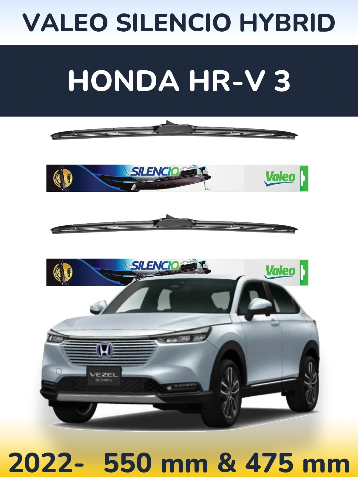 Комплект передних дворников Valeo Silencio Hybrid 550 & 475 мм для Honda HR-V 3 2022-2026
