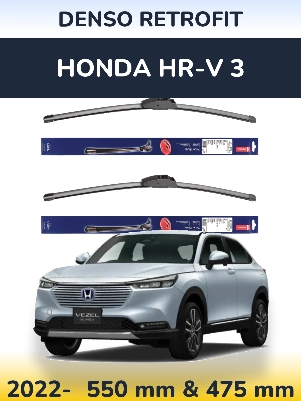Komplet przednich wycieraczek Denso Retrofit 550 & 475 mm do Honda HR-V 3 2022-2026
