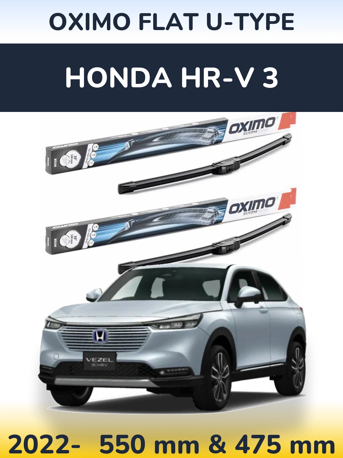 Komplet przednich wycieraczek Oximo Flat U-type 550 & 475 mm do Honda HR-V 3 2022-2026