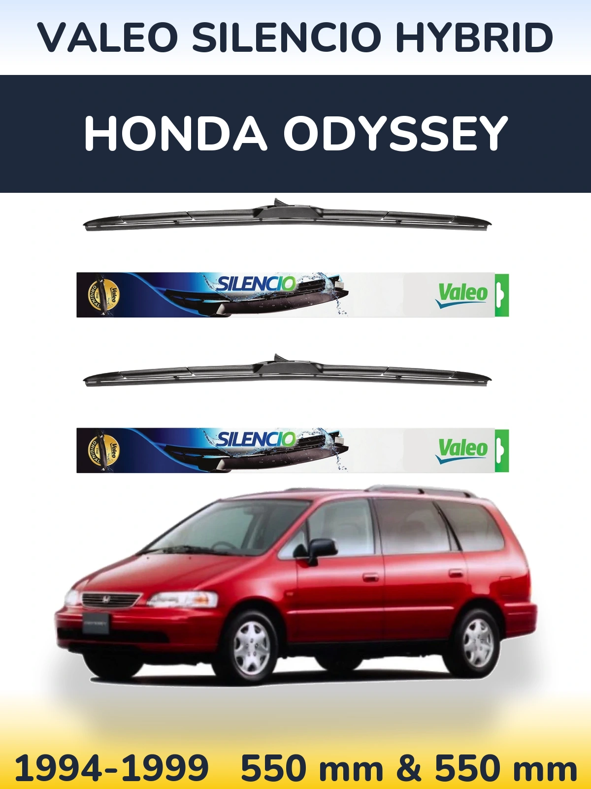 Komplet przednich wycieraczek Valeo Silencio Hybrid 550 & 550 mm do Honda Odyssey 1 1994-1999