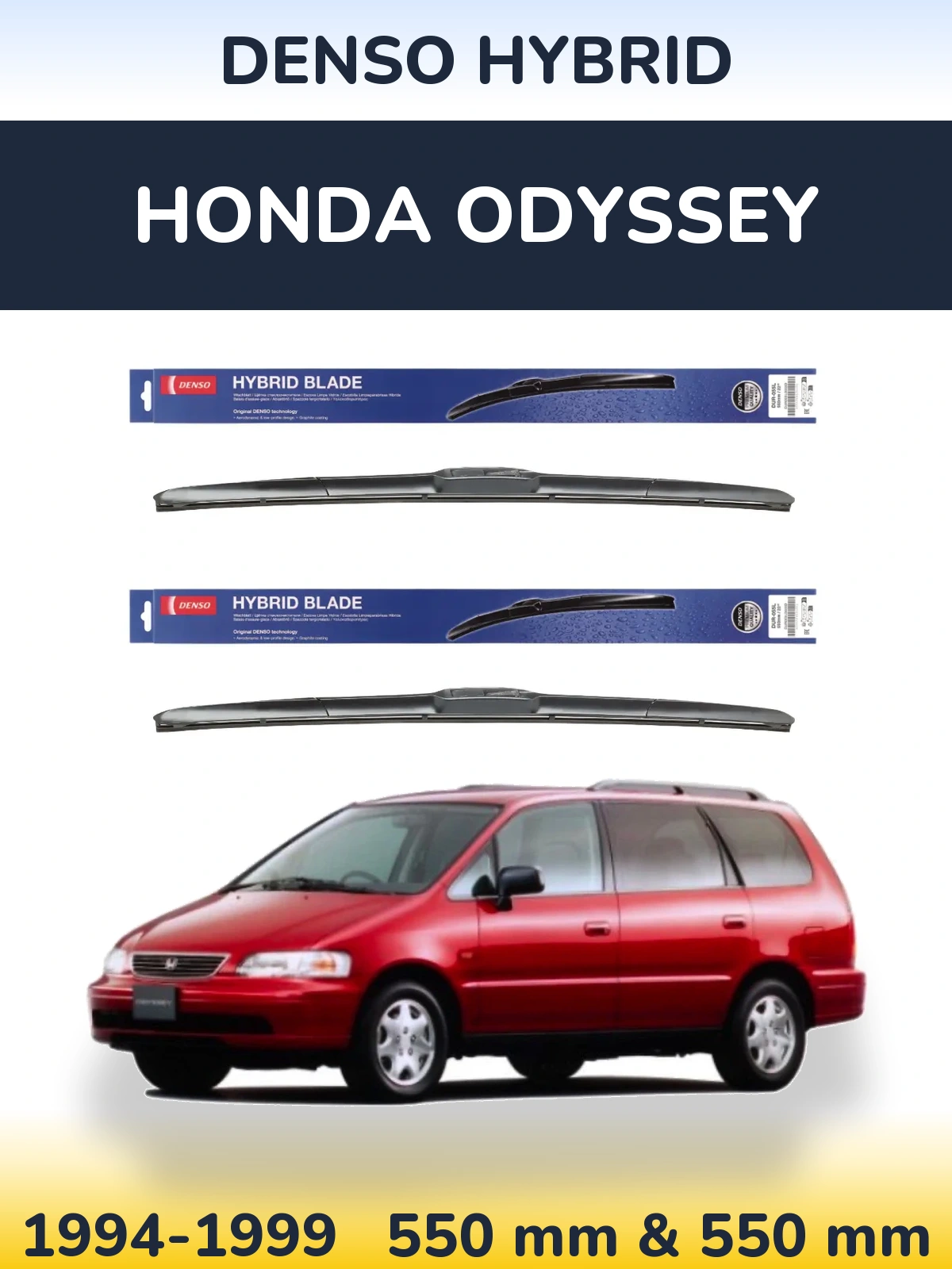 Komplet przednich wycieraczek Denso Hybrid 550 & 550 mm do Honda Odyssey 1 1994-1999