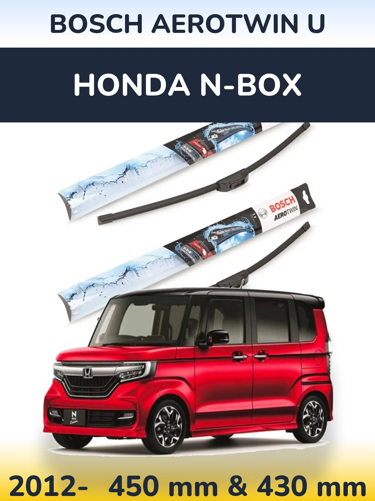 Komplet przednich wycieraczek BOSCH AeroTwin U 450 & 430 mm do Honda N-box 2012-2026