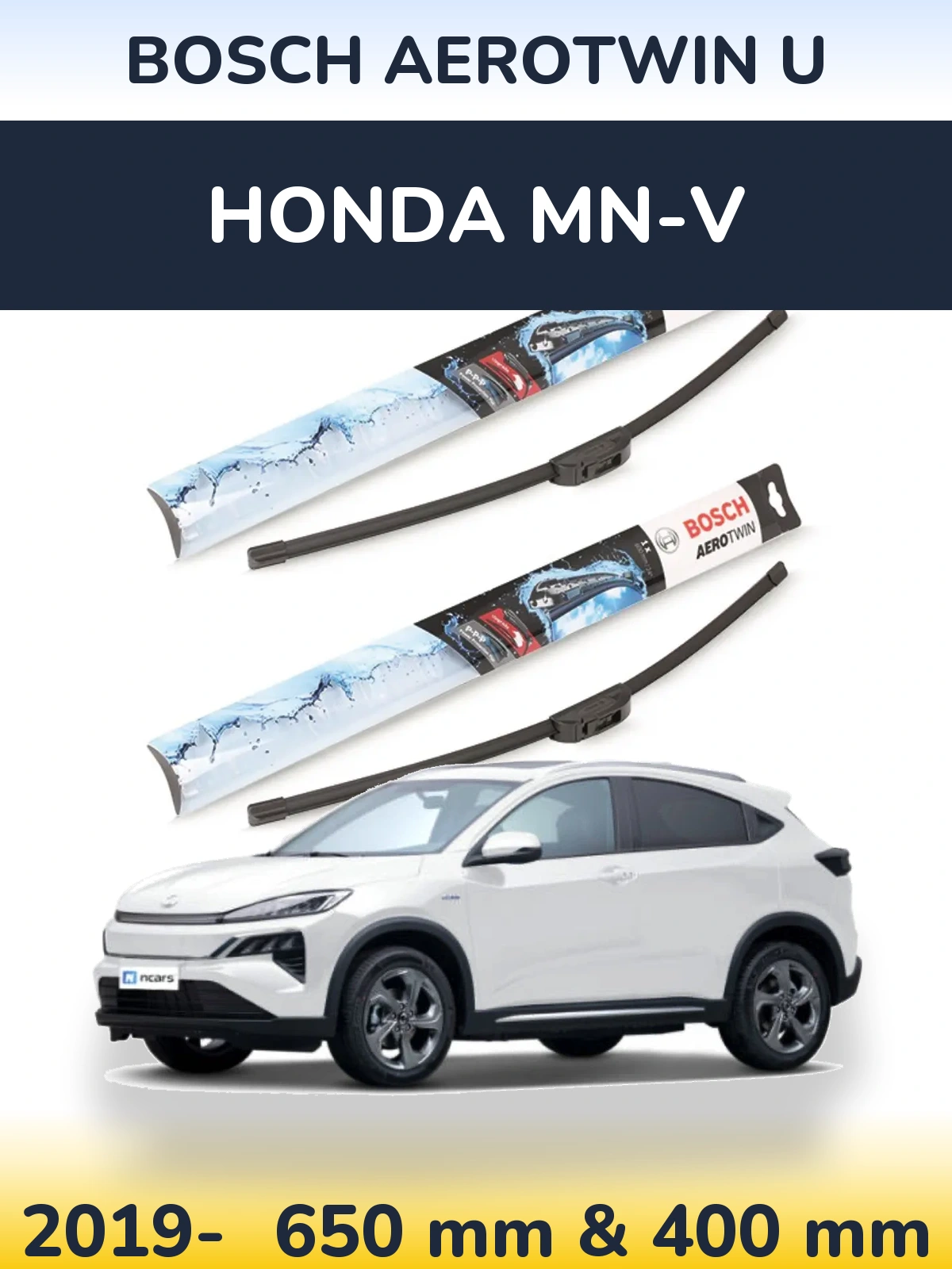 Комплект передних дворников BOSCH AeroTwin U 650 & 400 мм для Honda MN-V 2019-2026