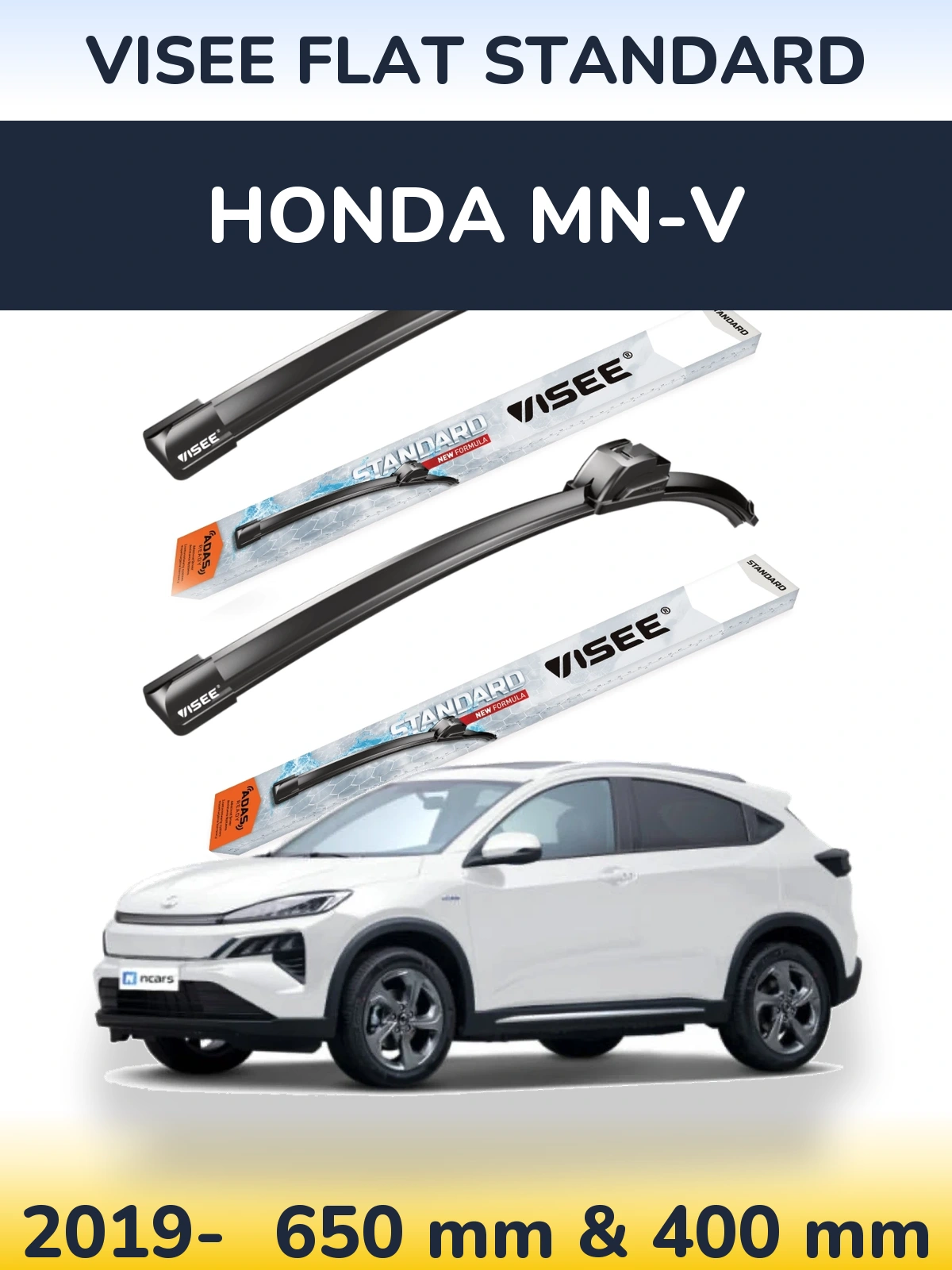 Комплект передних дворников VISEE FLAT STANDARD 650 & 400 мм для Honda MN-V 2019-2026