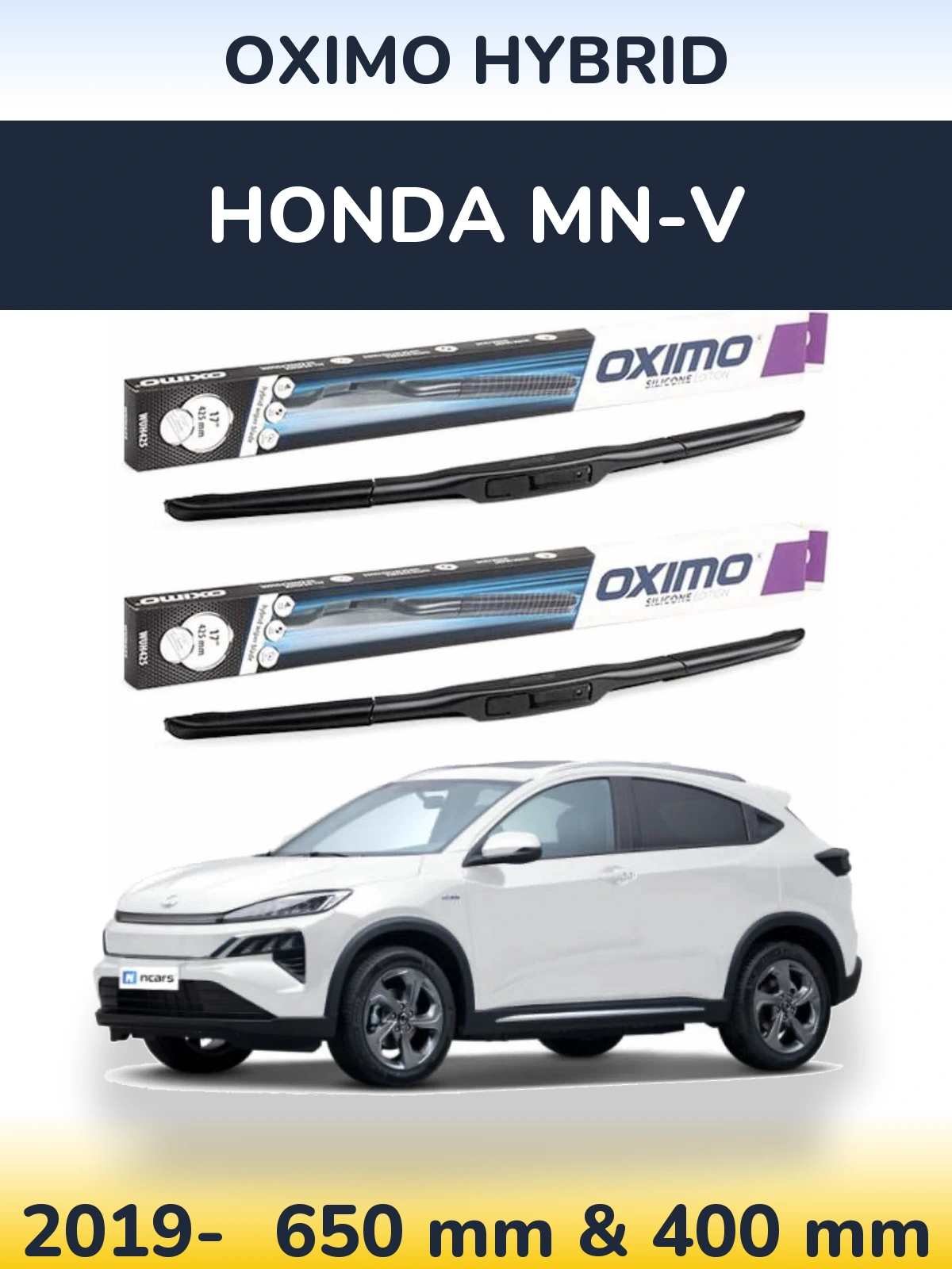 Komplet przednich wycieraczek Oximo Hybrid 650 & 400 mm do Honda MN-V 2019-2026
