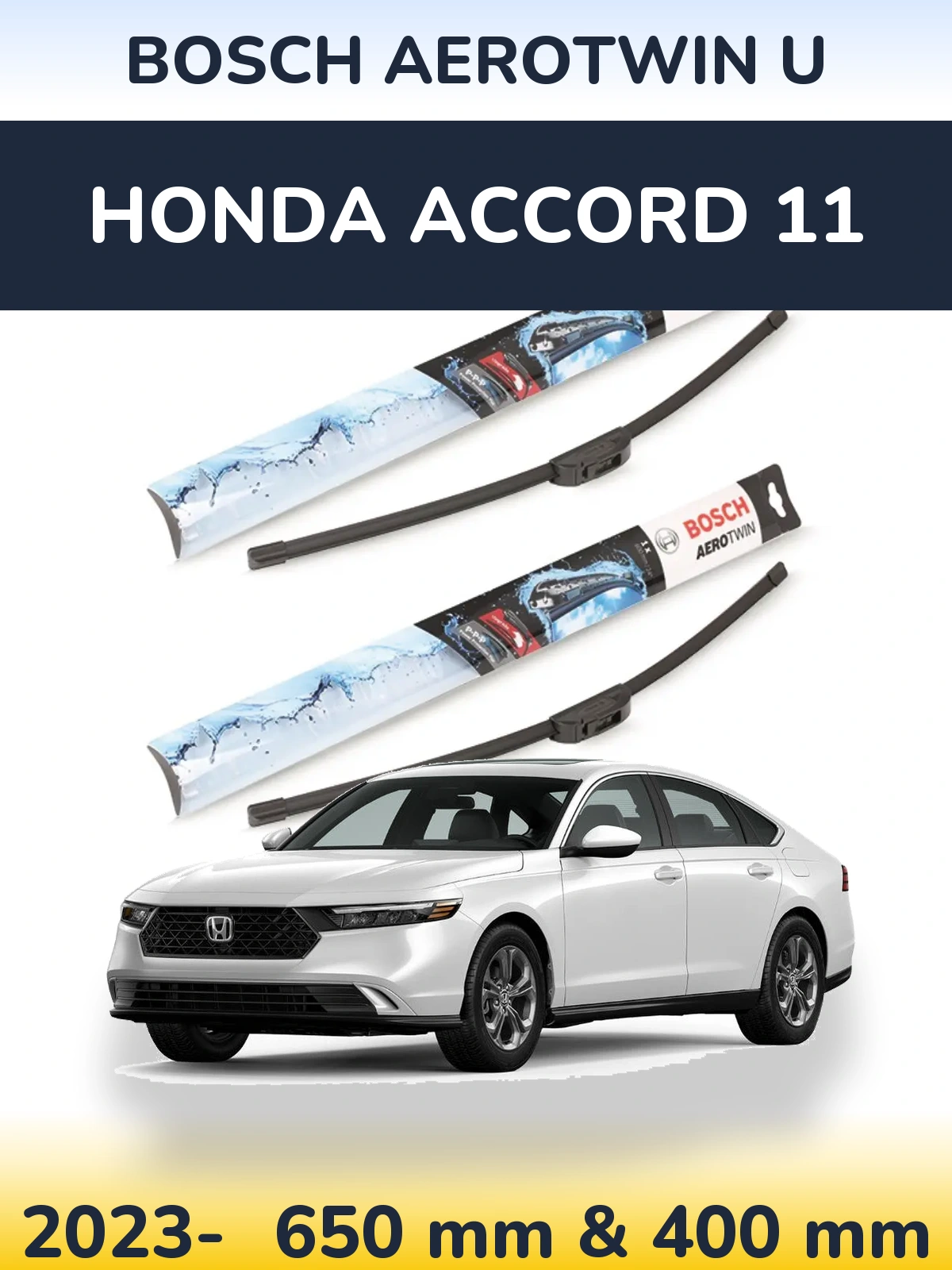 Комплект передних дворников BOSCH AeroTwin U 650 & 400 мм для Honda Accord 11 2023-2026