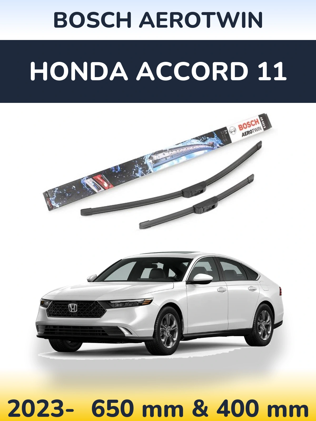 Комплект передних дворников BOSCH AeroTwin 650 & 400 мм для Honda Accord 11 2023-2026