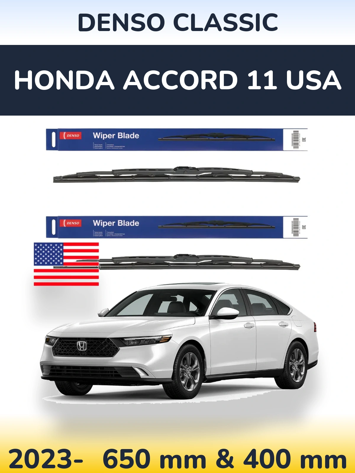 Komplet przednich wycieraczek Denso Classic 650 & 400 mm do Honda Accord 11 USA 2023-2026