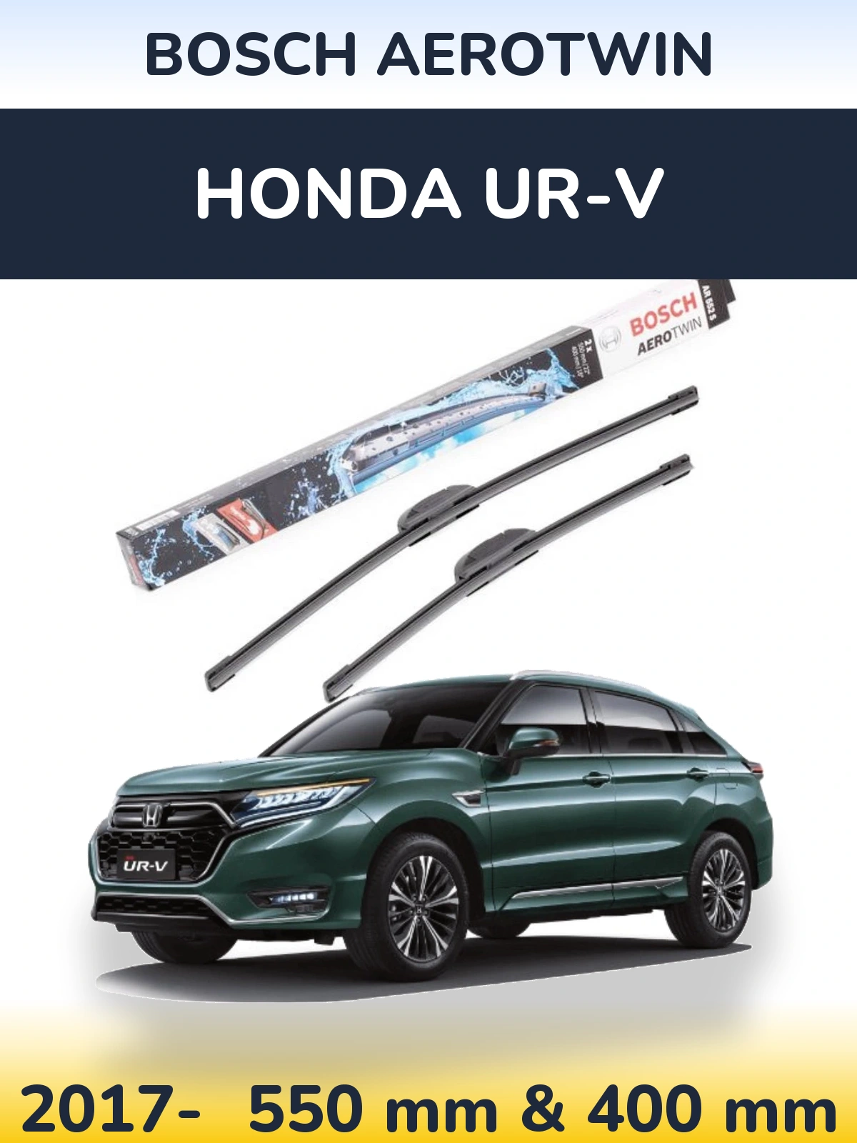 Front wiper blade set BOSCH AeroTwin 550 & 400 mm for Honda UR-V 2017-2026