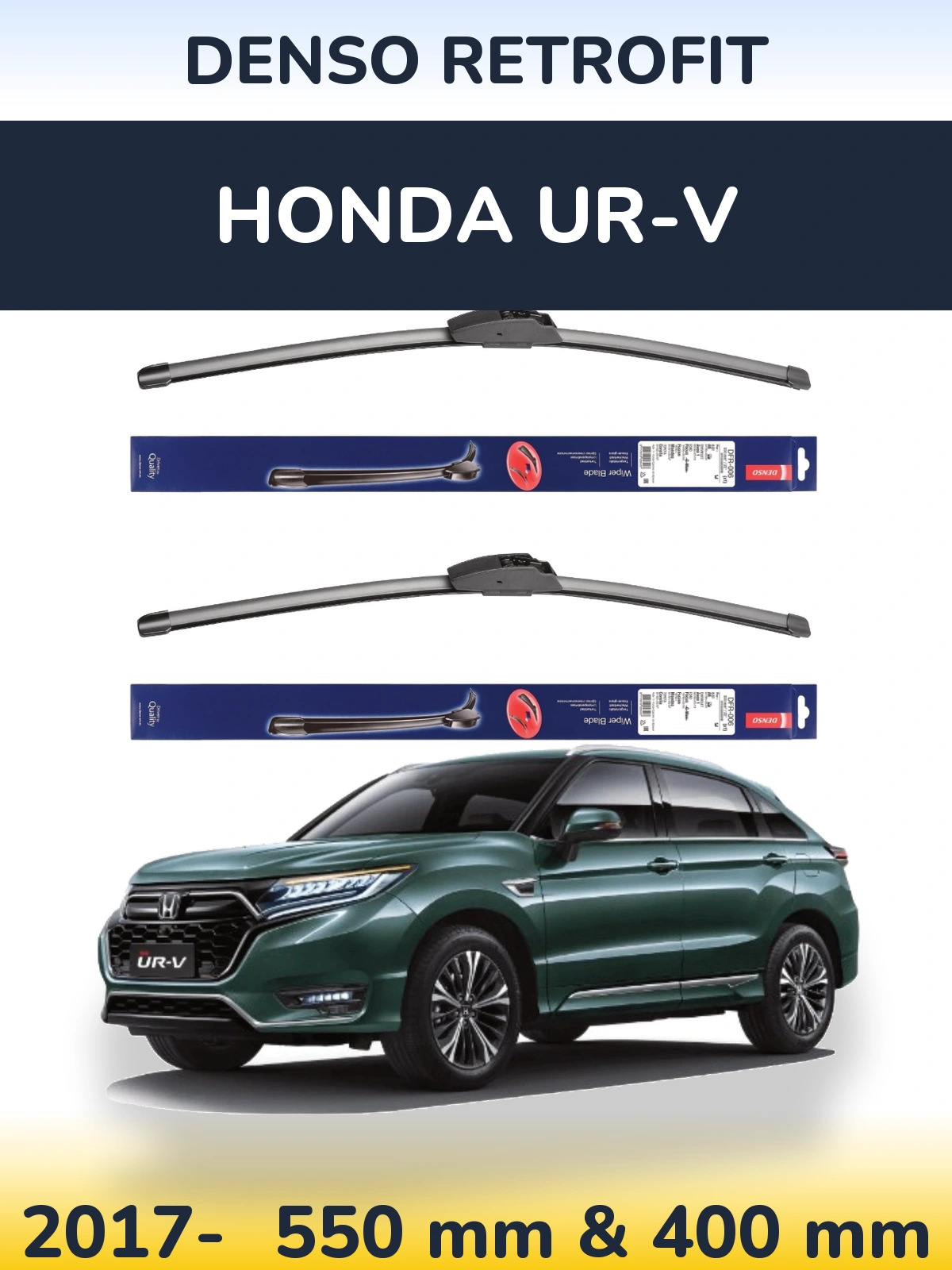 Komplet przednich wycieraczek Denso Retrofit 550 & 400 mm do Honda UR-V 2017-2026
