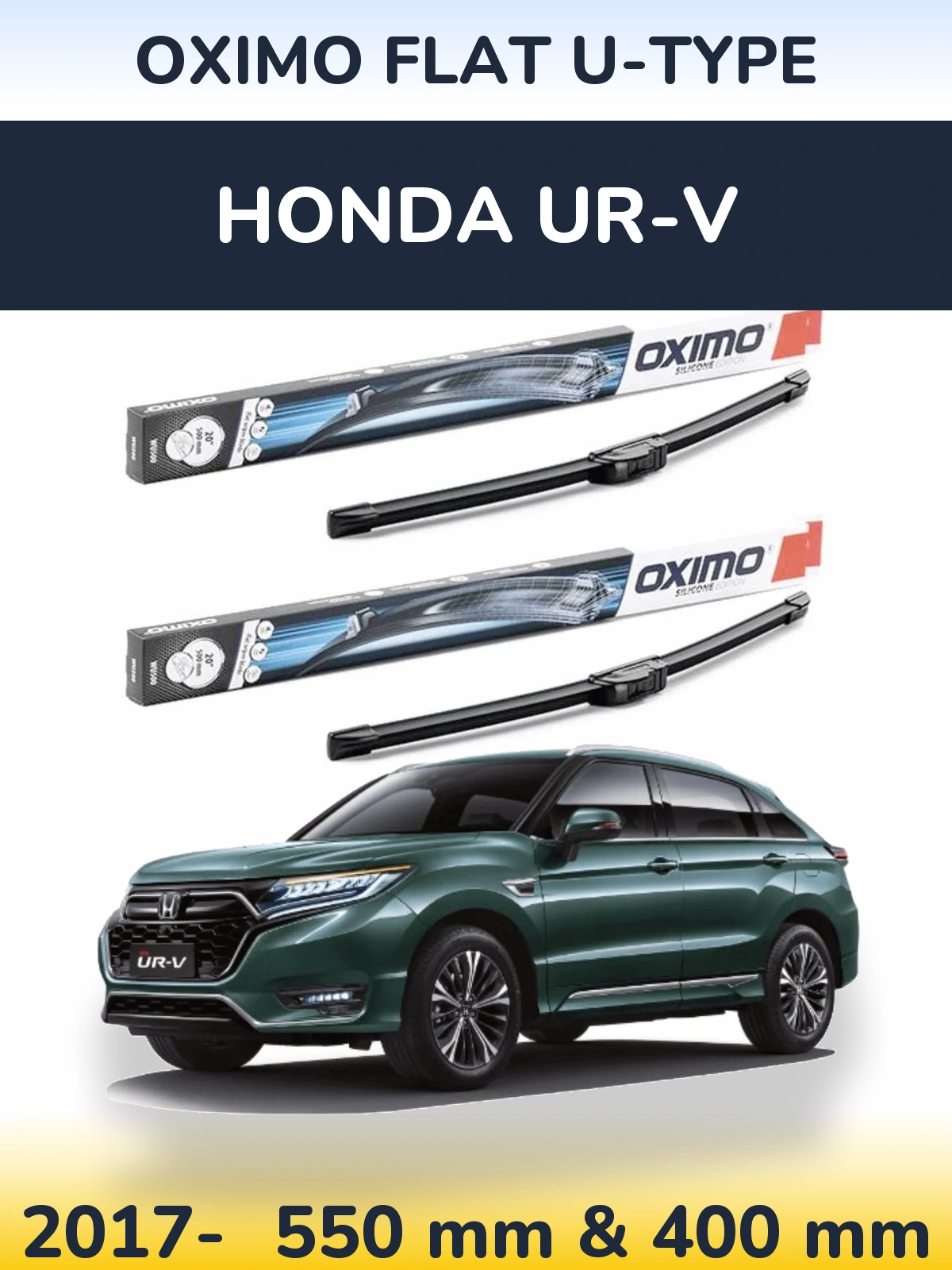 Front wiper blade set Oximo Flat U-type 550 & 400 mm for Honda UR-V 2017-2026