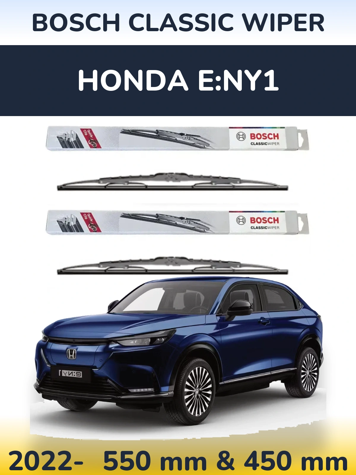 Komplet przednich wycieraczek BOSCH Classic Wiper 550 & 450 mm do Honda e:Ny1 2022-2026