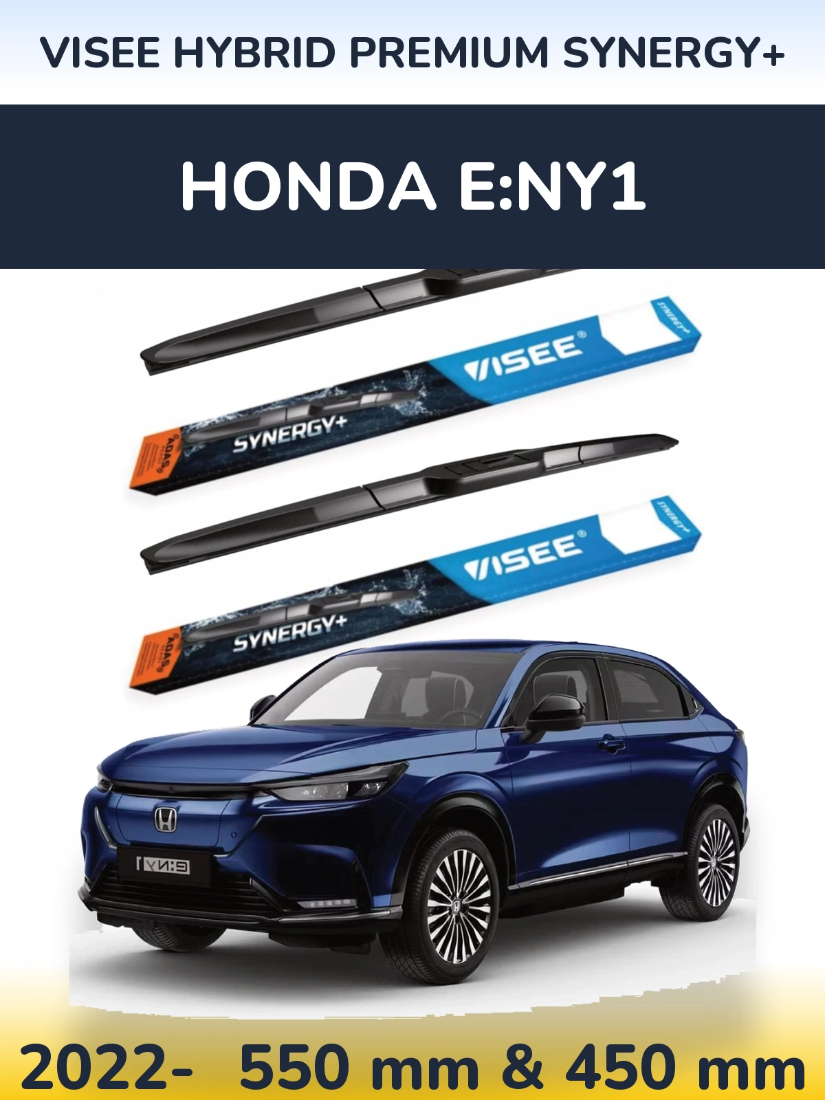 Front wiper blade set VISEE HYBRID PREMIUM SYNERGY+ 550 & 450 mm for Honda e:Ny1 2022-2026