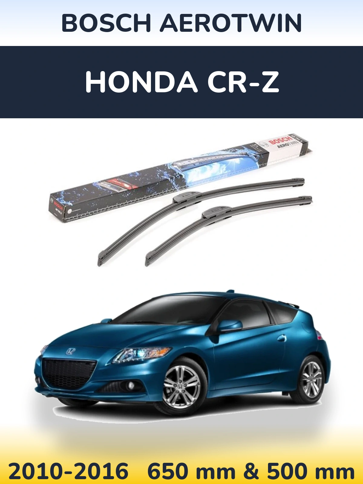Комплект передних дворников BOSCH AeroTwin 650 & 500 мм для Honda CR-Z 2010-2016