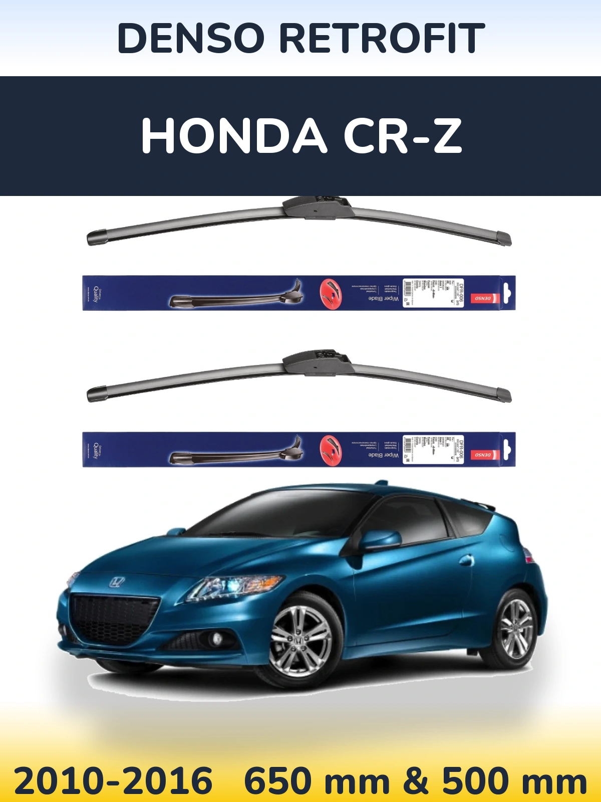Komplet przednich wycieraczek Denso Retrofit 650 & 500 mm do Honda CR-Z 2010-2016