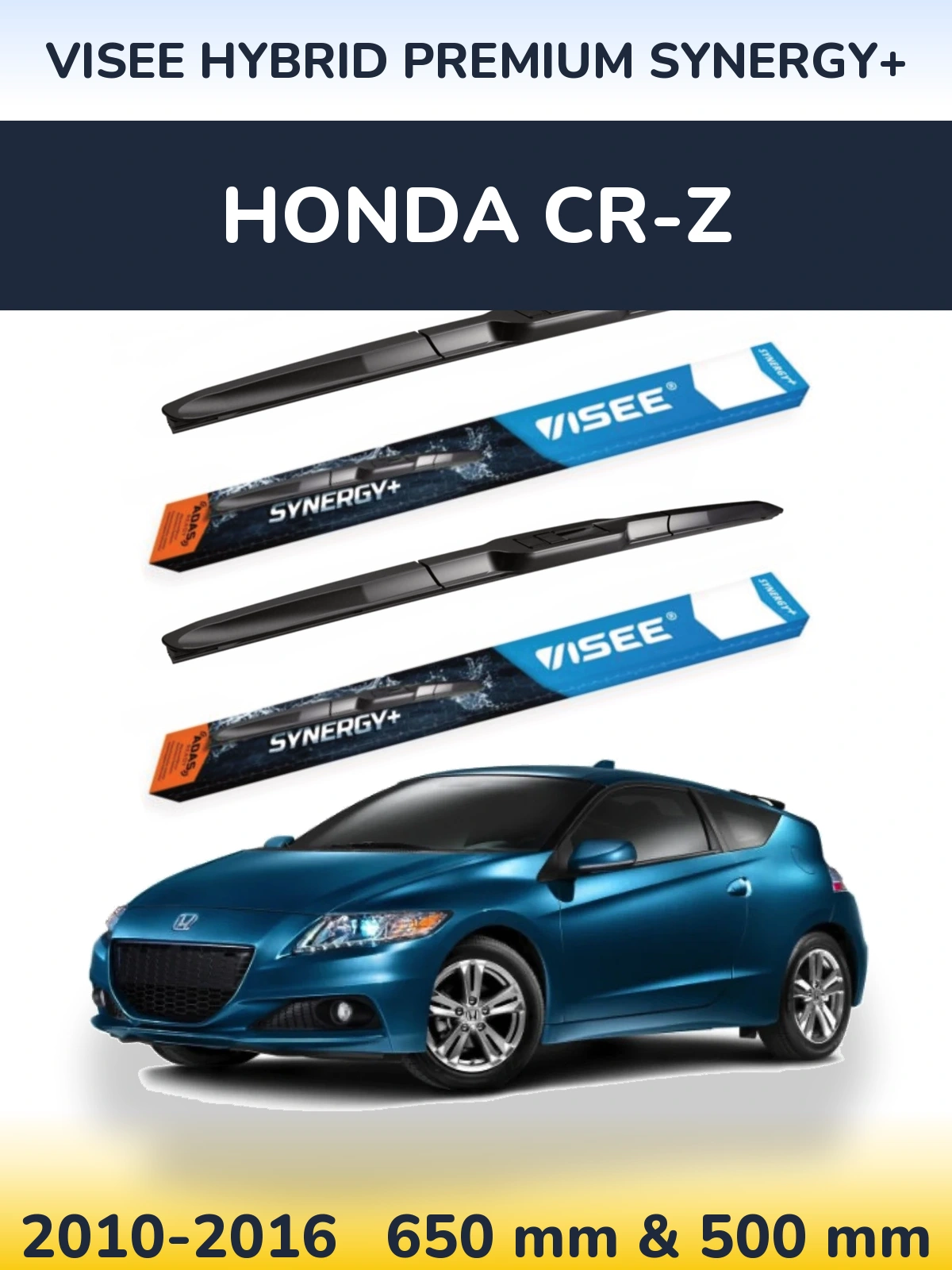 Комплект передних дворников VISEE HYBRID PREMIUM SYNERGY+ 650 & 500 мм для Honda CR-Z 2010-2016