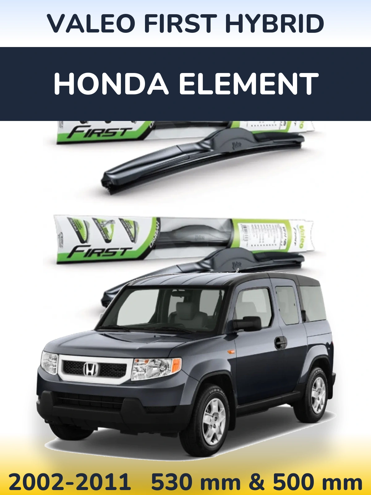 Комплект передних дворников Valeo First Hybrid 530 & 500 мм для Honda Element 2002-2011