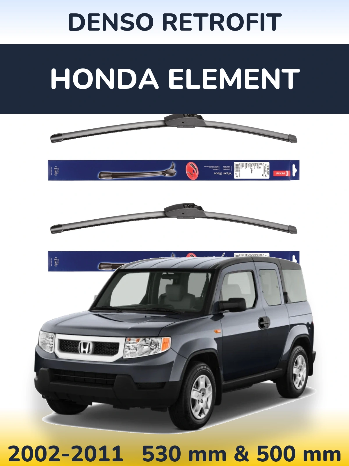 Комплект передних дворников Denso Retrofit 530 & 500 мм для Honda Element 2002-2011