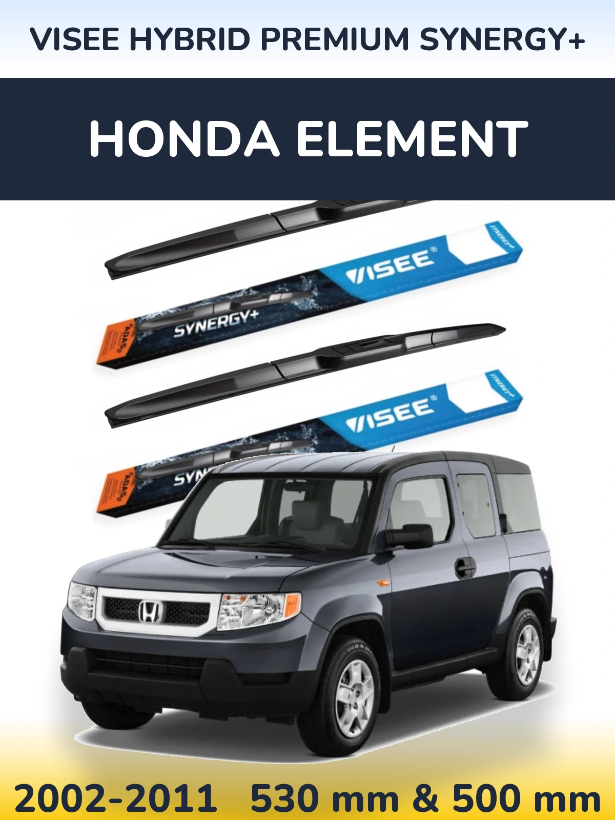Комплект передних дворников VISEE HYBRID PREMIUM SYNERGY+ 530 & 500 мм для Honda Element 2002-2011
