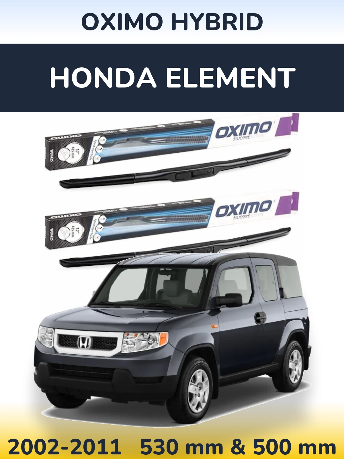 Комплект передних дворников Oximo Hybrid 530 & 500 мм для Honda Element 2002-2011