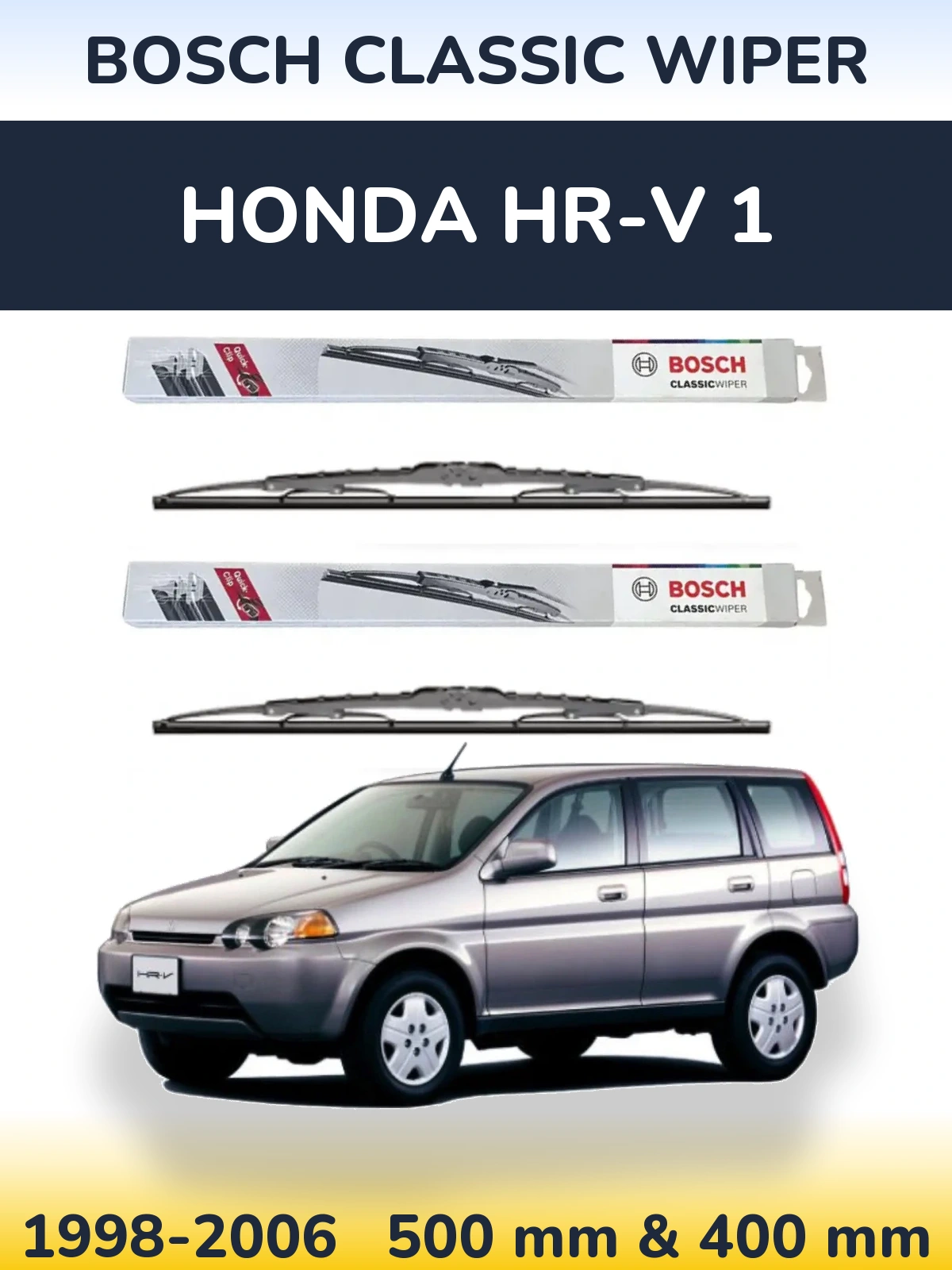 Комплект передних дворников BOSCH Classic Wiper 500 & 400 мм для Honda HR-V 1 1998-2006