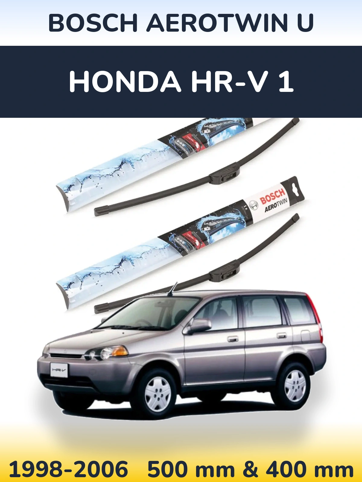 Комплект передних дворников BOSCH AeroTwin U 500 & 400 мм для Honda HR-V 1 1998-2006
