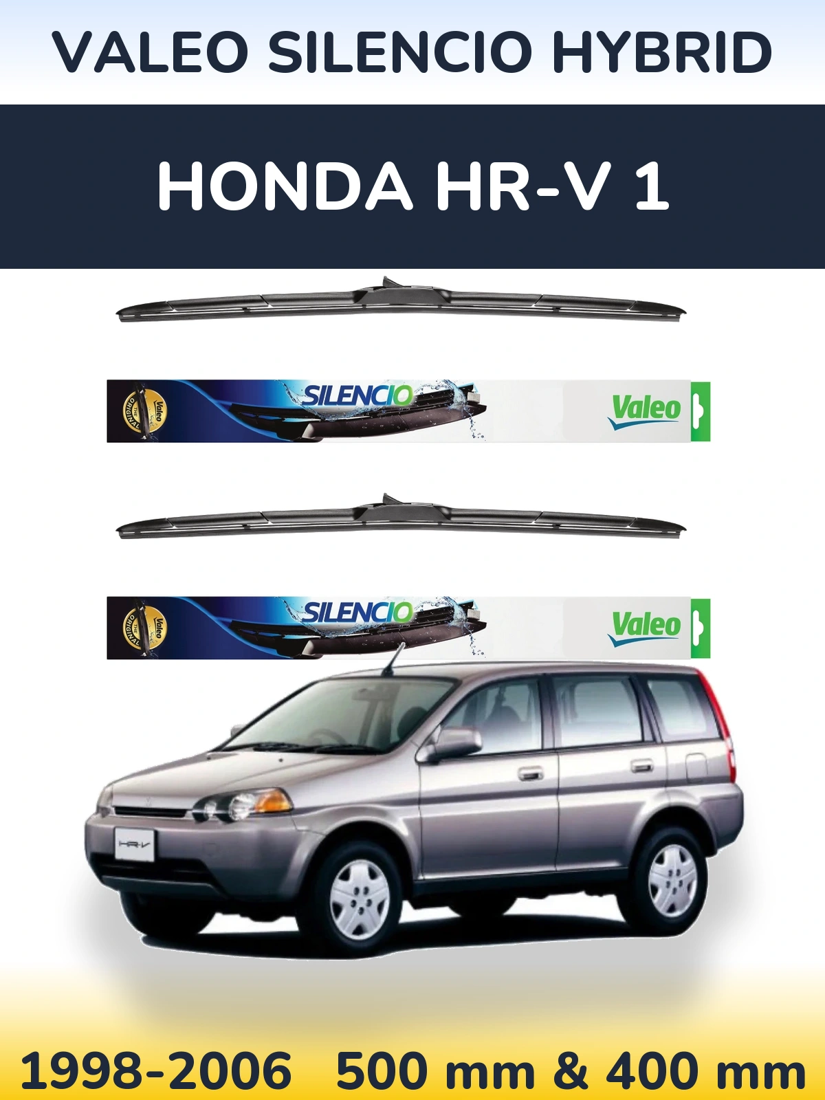 Komplet przednich wycieraczek Valeo Silencio Hybrid 500 & 400 mm do Honda HR-V 1 1998-2006