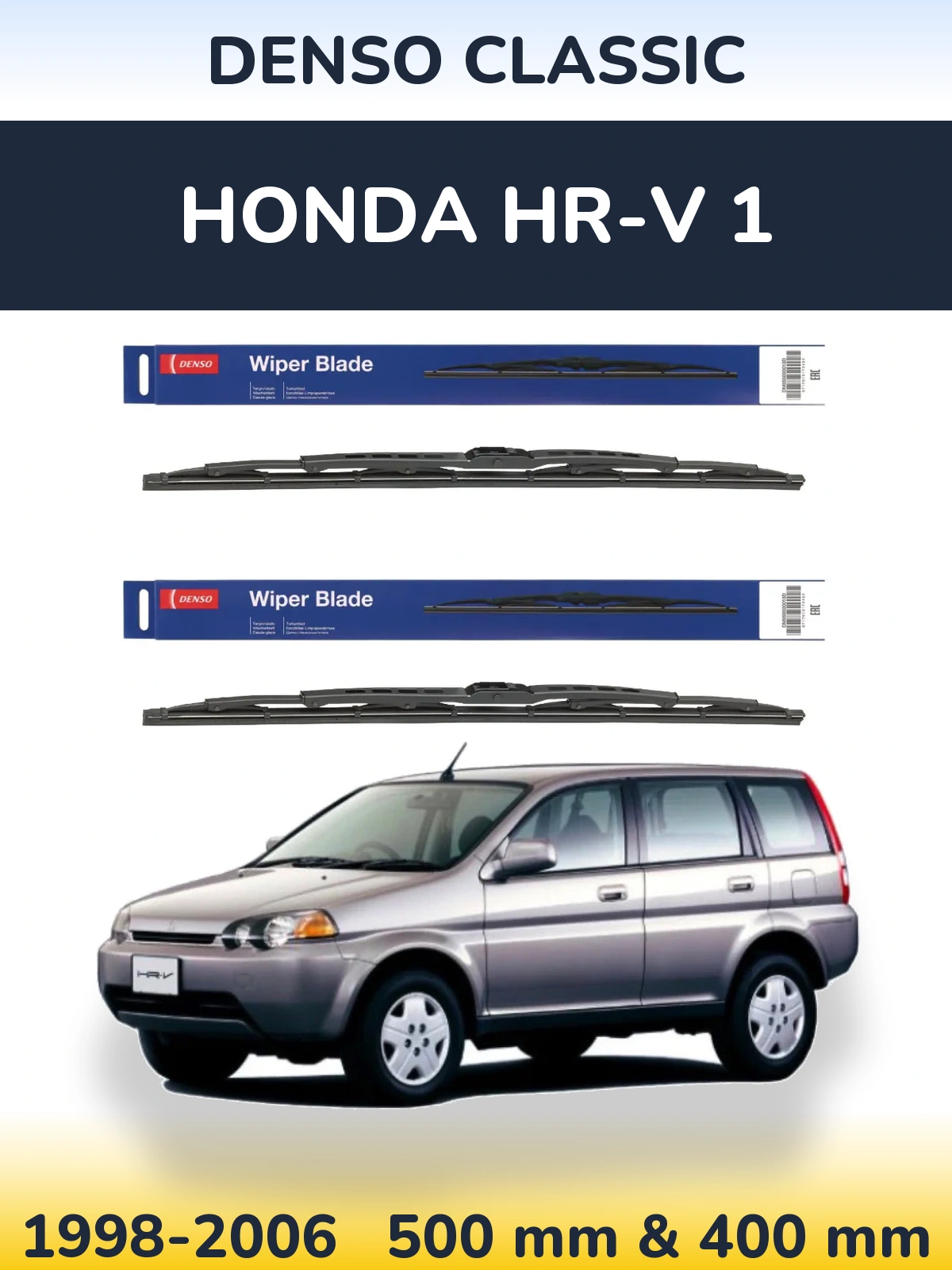 Komplet przednich wycieraczek Denso Classic 500 & 400 mm do Honda HR-V 1 1998-2006