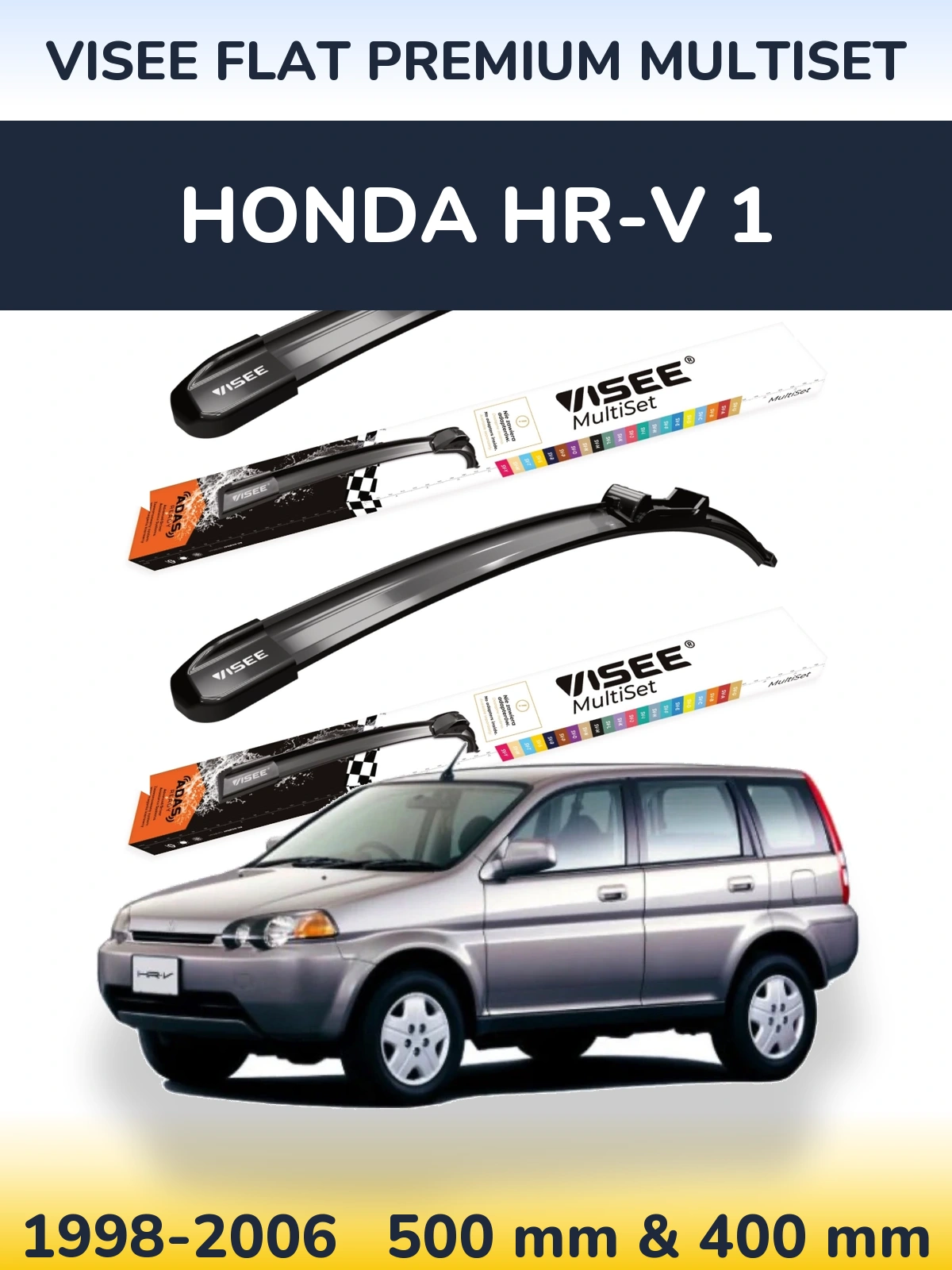 Komplet przednich wycieraczek VISEE FLAT PREMIUM MultiSet 500 & 400 mm do Honda HR-V 1 1998-2006