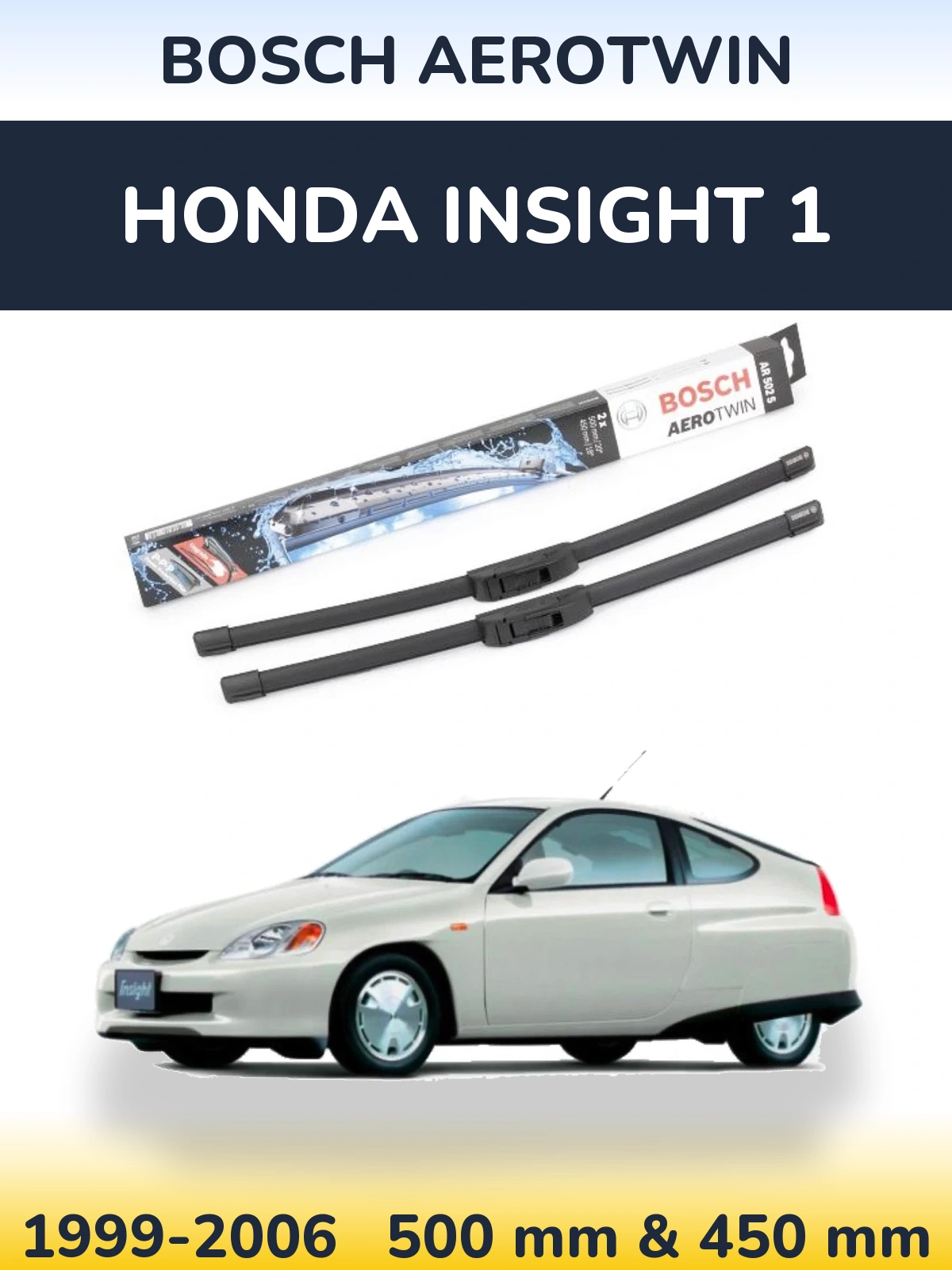 Komplet przednich wycieraczek BOSCH AeroTwin 500 & 450 mm do Honda Insight 1 1999-2006