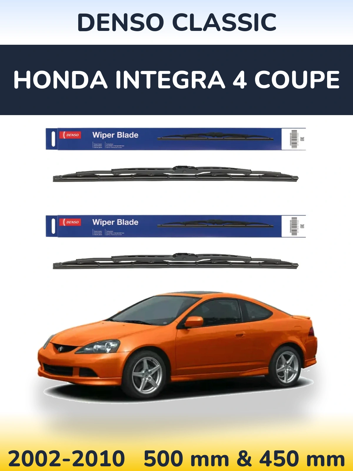 Komplet przednich wycieraczek Denso Classic 500 & 450 mm do Honda Integra 4 coupe 2002-2010
