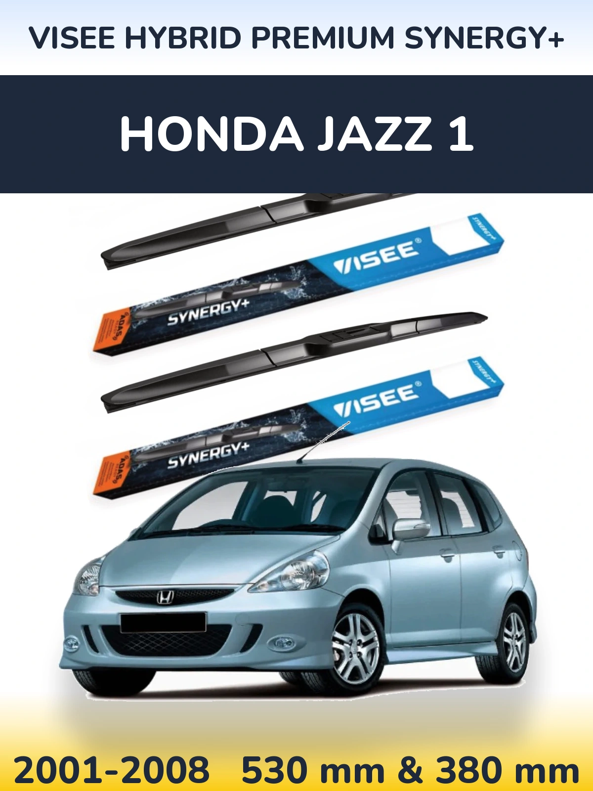 Комплект передних дворников VISEE HYBRID PREMIUM SYNERGY+ 530 & 380 мм для Honda Jazz 1 2001-2008
