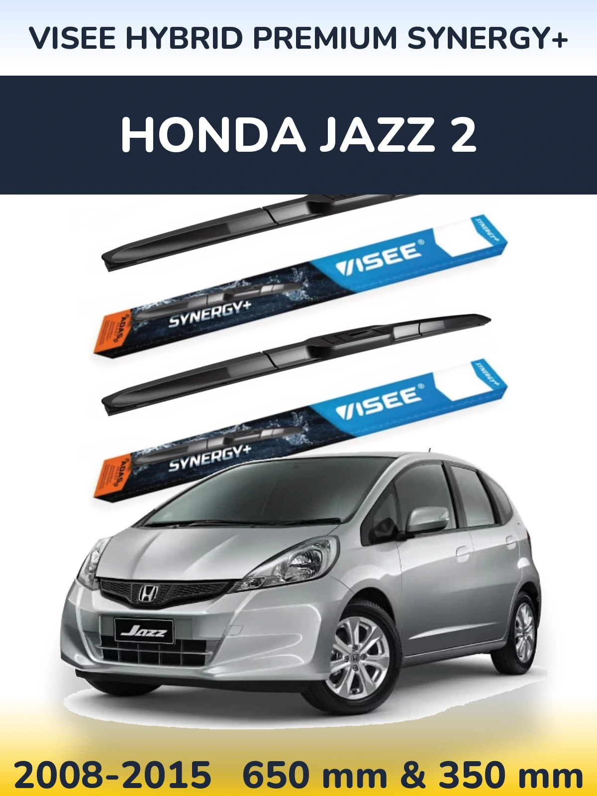 Комплект передних дворников VISEE HYBRID PREMIUM SYNERGY+ 650 & 350 мм для Honda Jazz 2 2008-2015